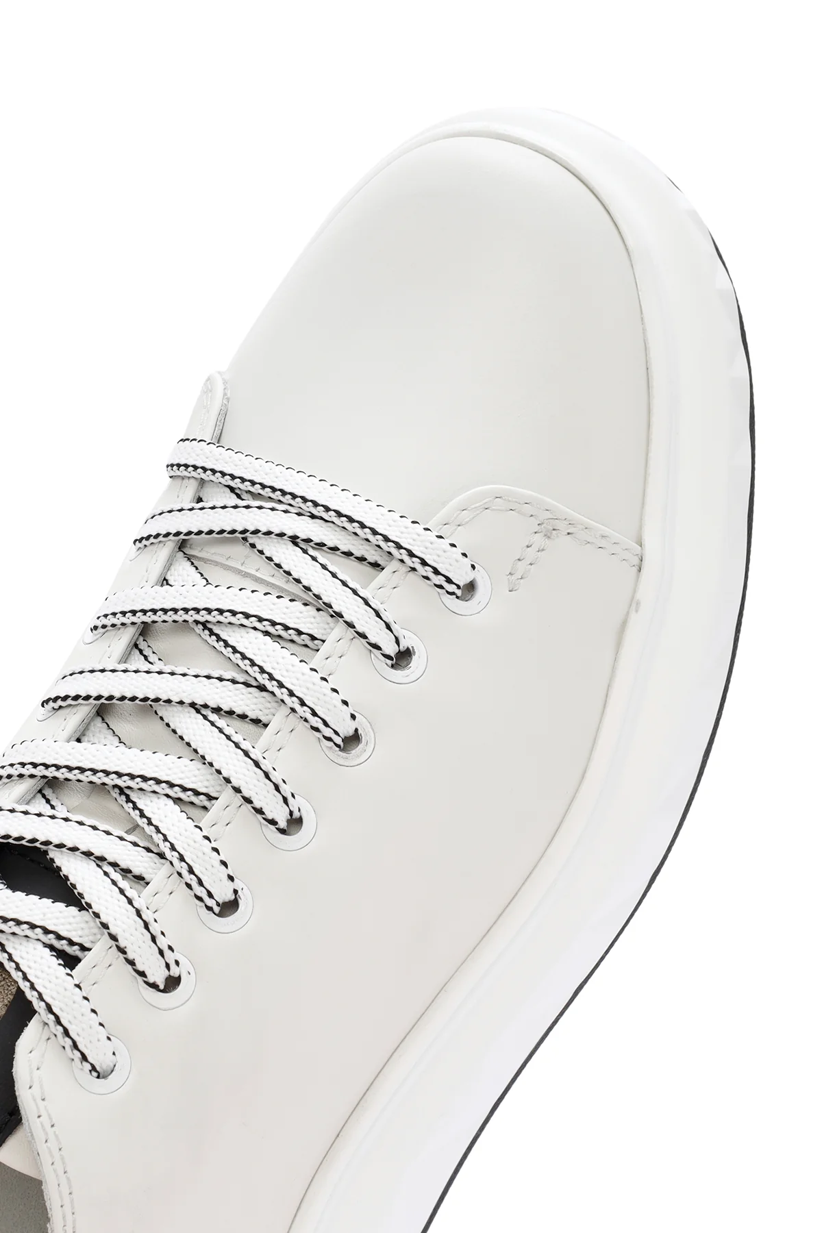 Erkek Beyaz Kalın Tabanlı Bağcıklı Deri Sneaker - Image 10