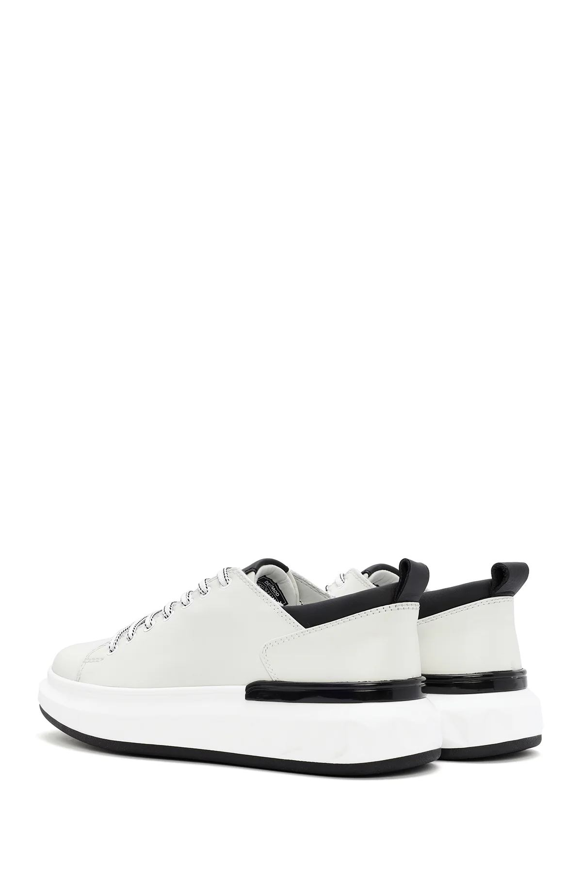 Erkek Beyaz Kalın Tabanlı Bağcıklı Deri Sneaker - Image 5
