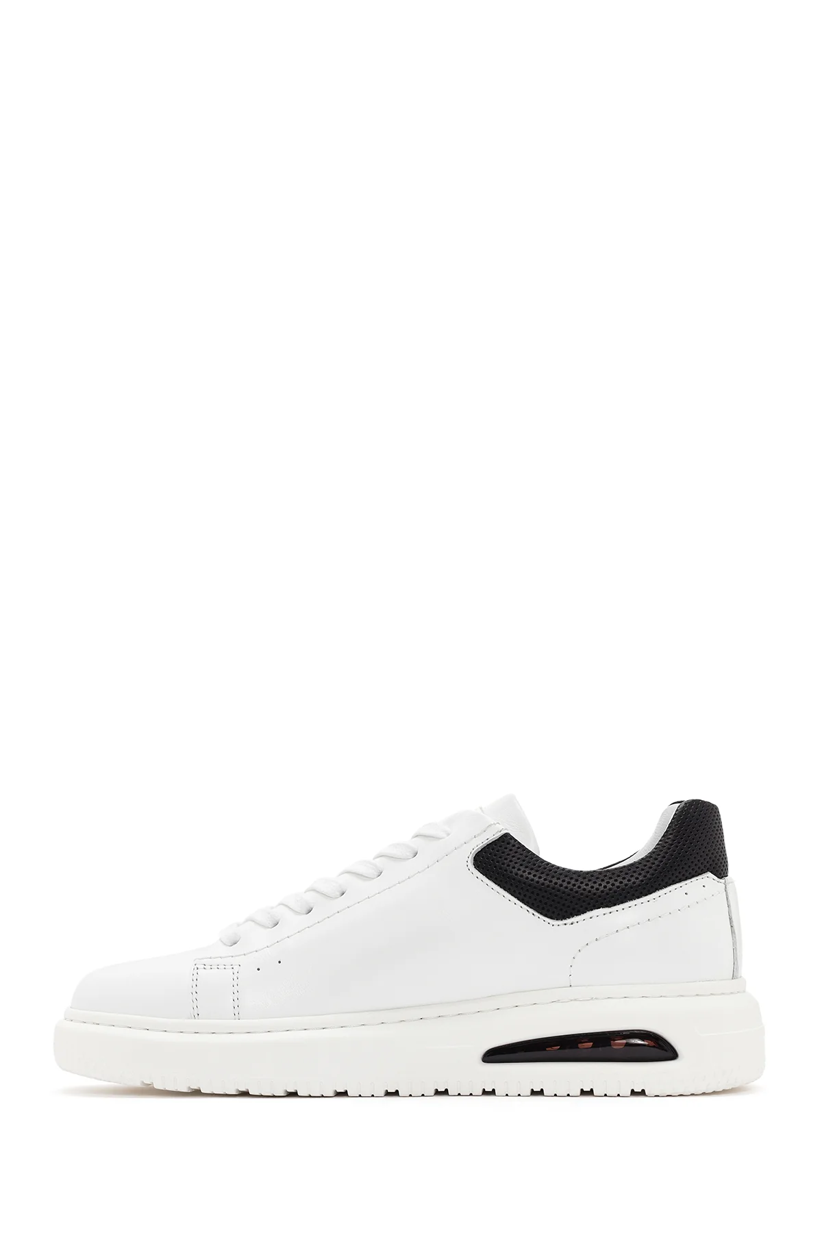 Erkek Beyaz Kalın Tabanlı Bağcıklı Deri Sneaker - Image 2