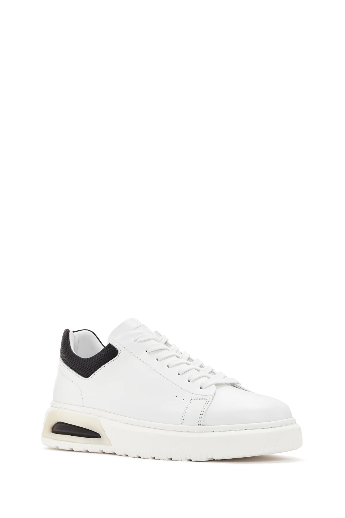 Erkek Beyaz Kalın Tabanlı Bağcıklı Deri Sneaker - Image 6