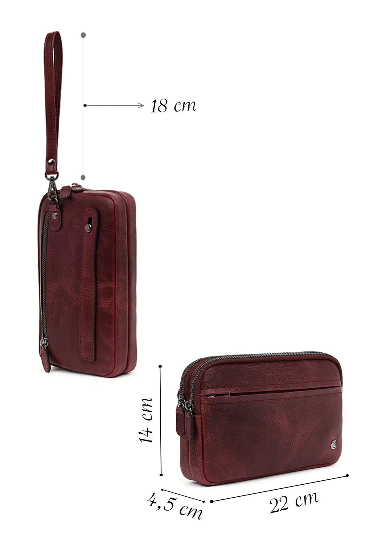 Erkek Bordo Deri Mini El Çantası - Image 2