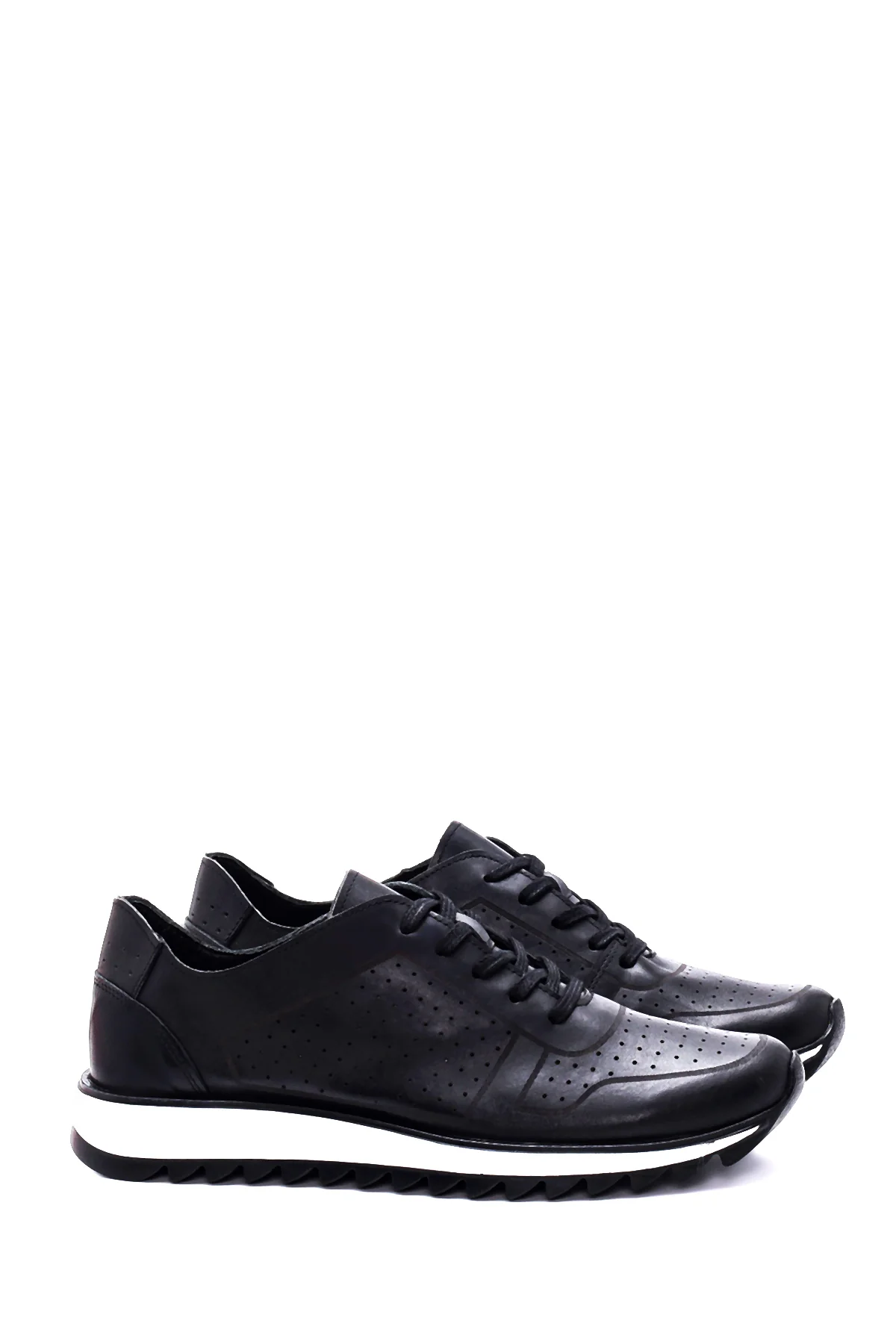 Erkek Deri Delikli Sneaker - Image 3