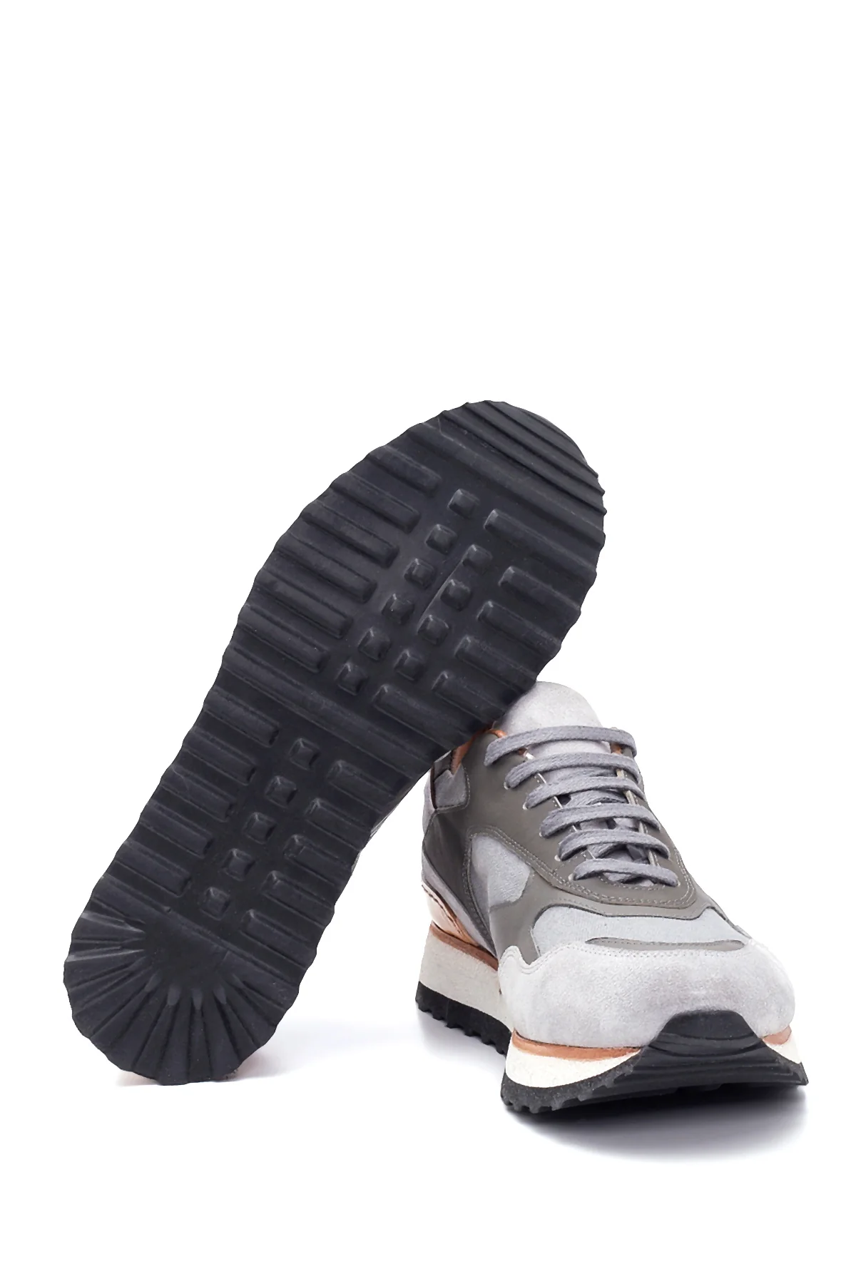 Erkek Deri Süet Detaylı Sneaker - Image 4