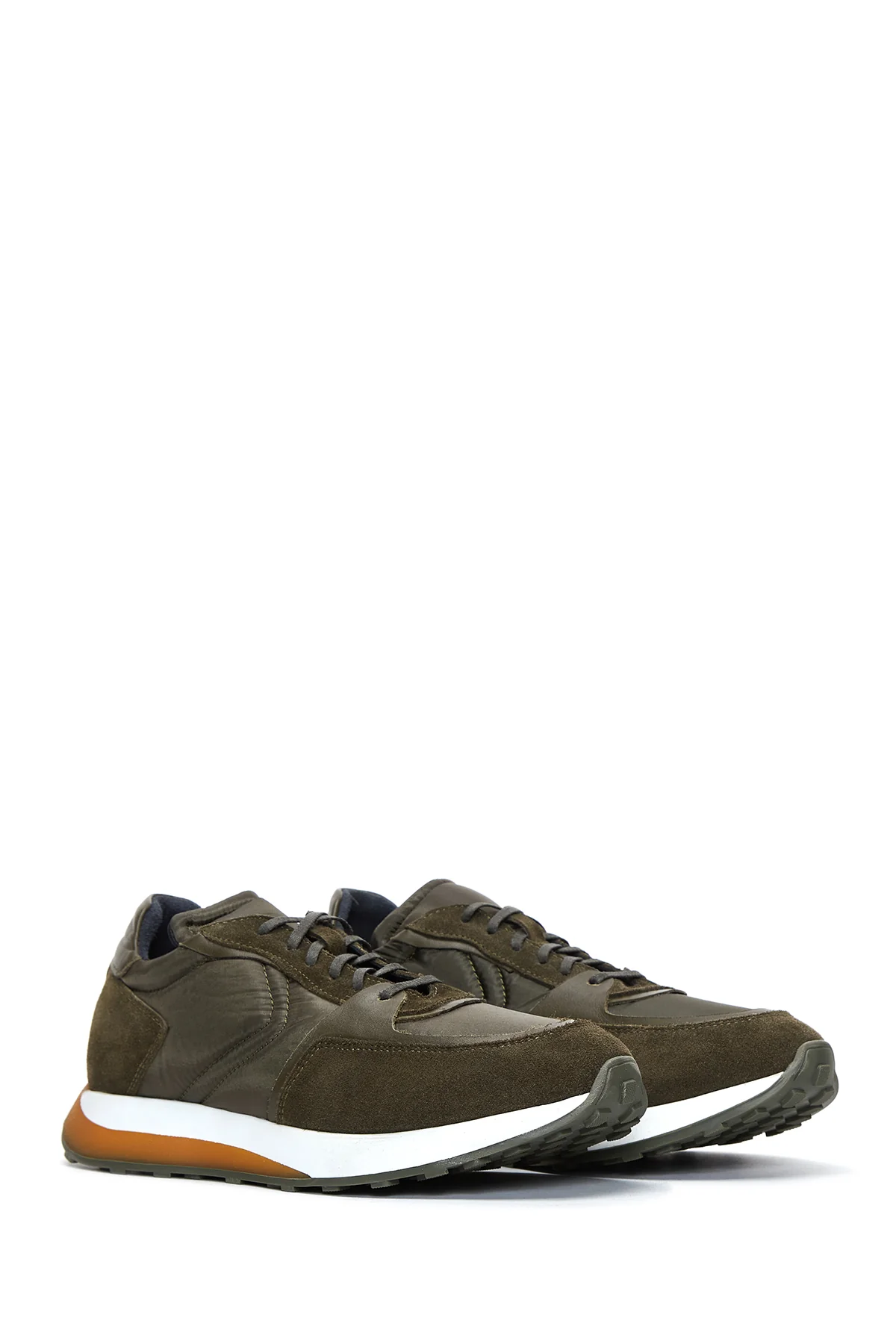 Erkek Deri Süet Detaylı Sneaker - Image 3