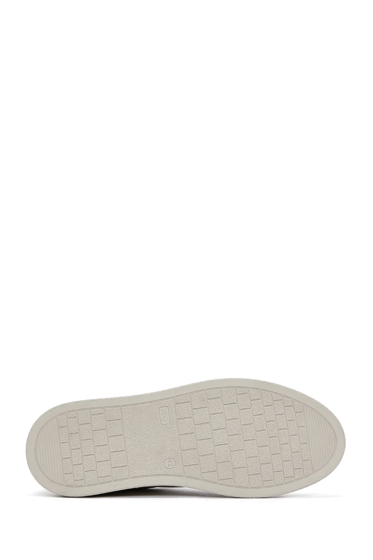 Erkek Ekru Bağcıklı Deri Sneaker - Image 4
