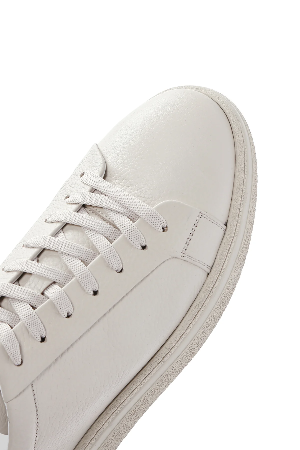 Erkek Ekru Bağcıklı Deri Sneaker - Image 8