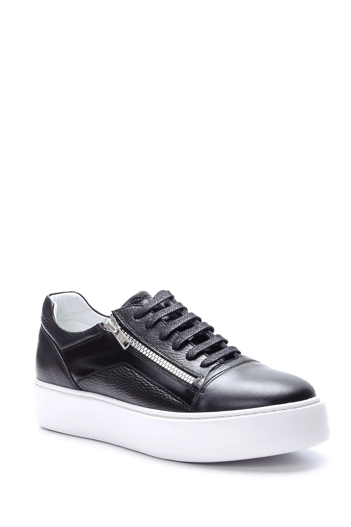 Erkek Fermuar Detaylı Deri Sneaker - Image 2