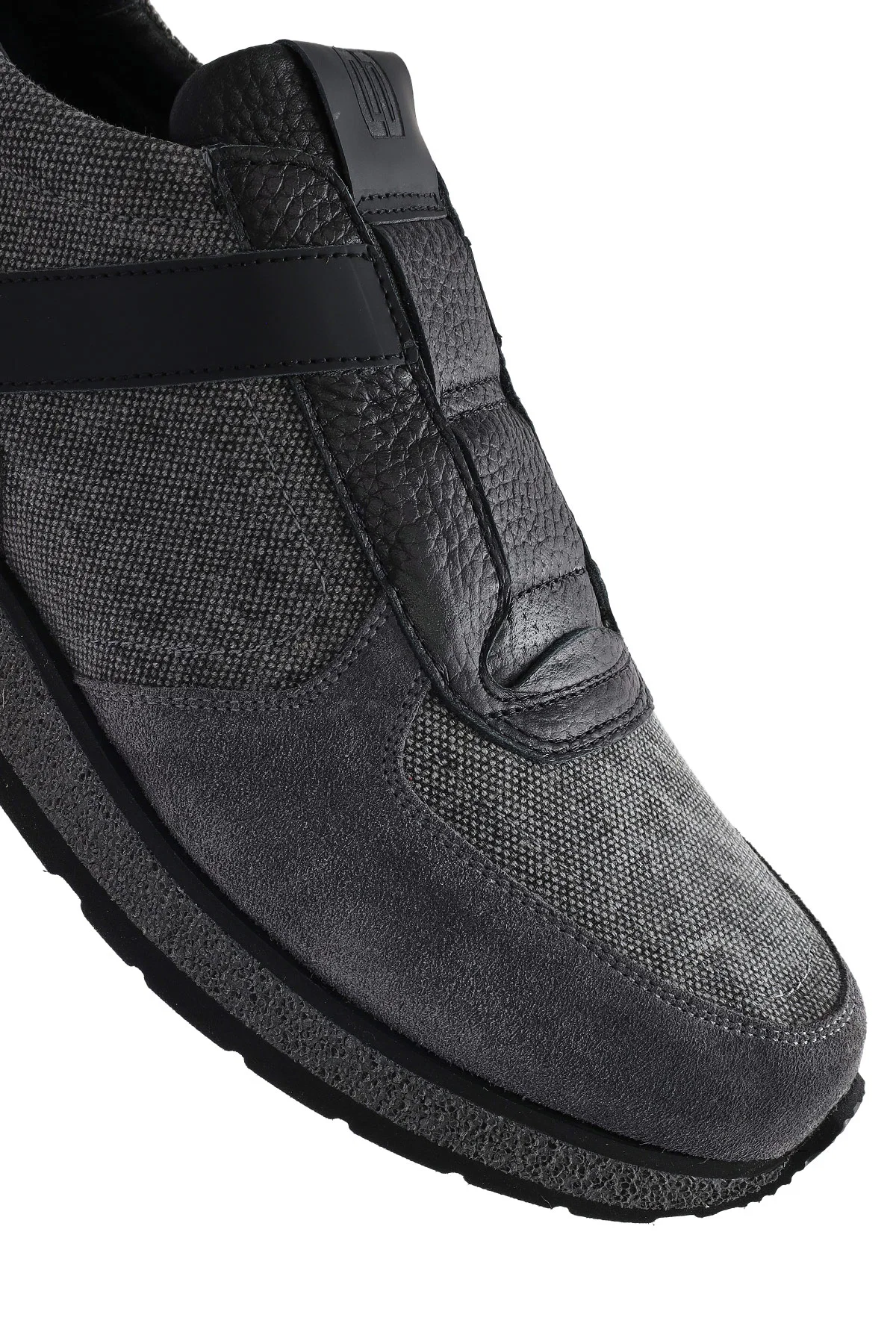 Erkek Gri Bağcıklı Deri Casual Sneaker - Image 9