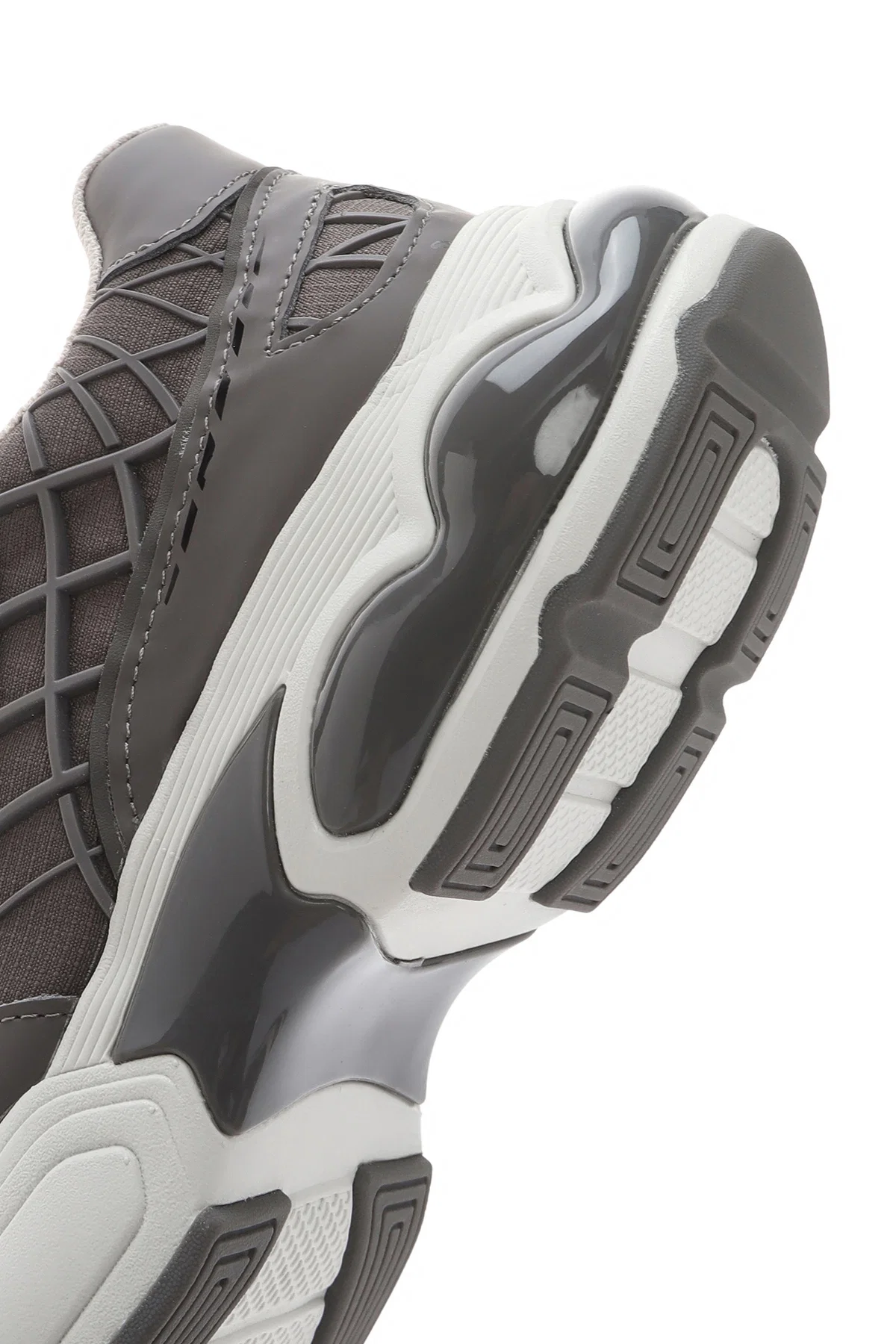 Erkek Gri Bağcıklı Kalın Tabanlı Kumaş Sneaker - Image 9