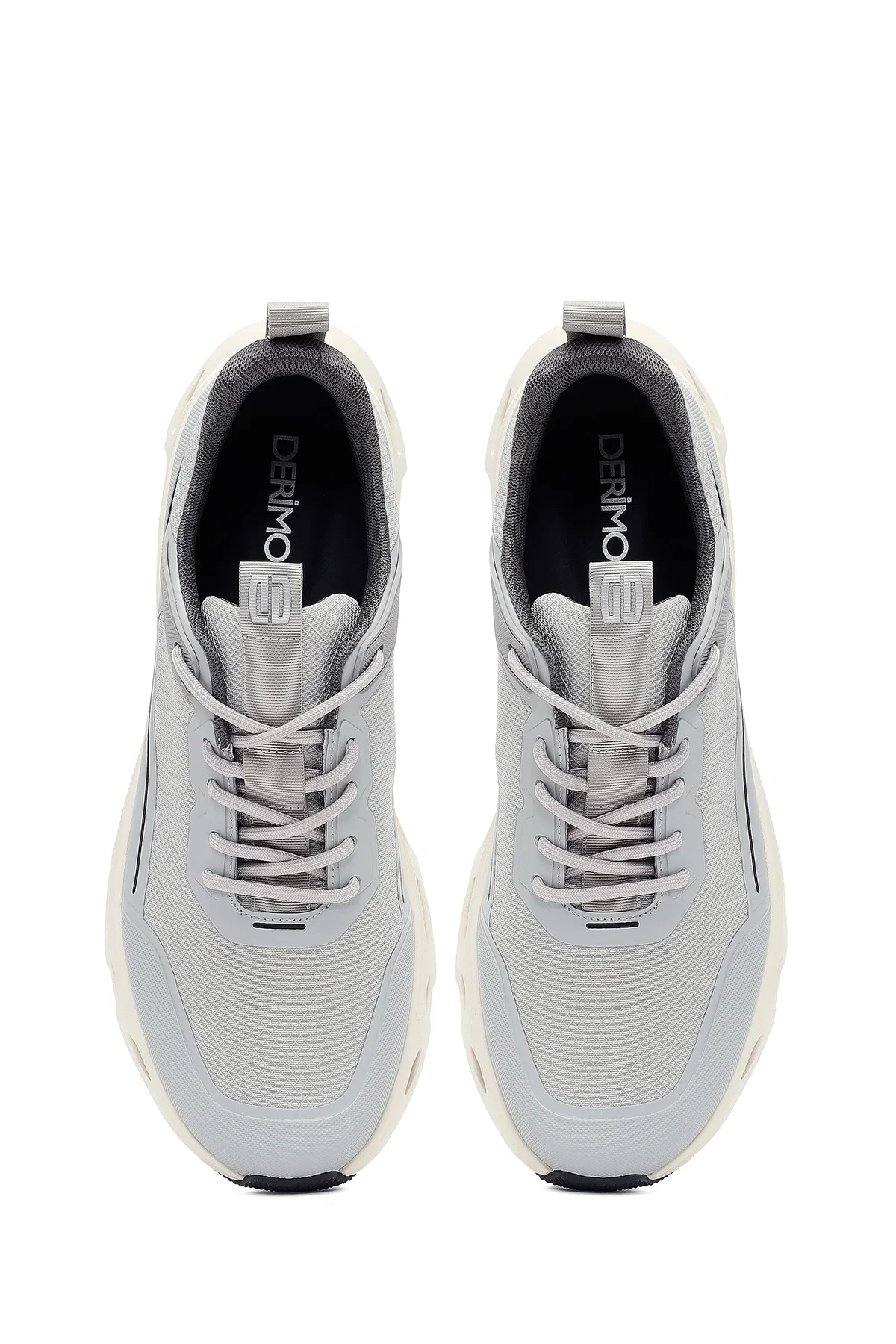 Erkek Gri Bağcıklı Kalın Tabanlı Kumaş Sneaker - Image 7