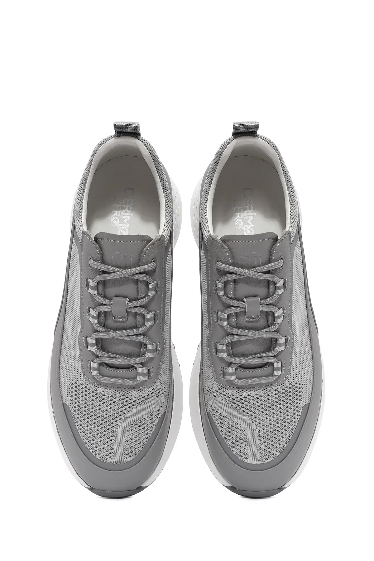 Erkek Gri Bağcıklı Kalın Tabanlı Sneaker - Image 7