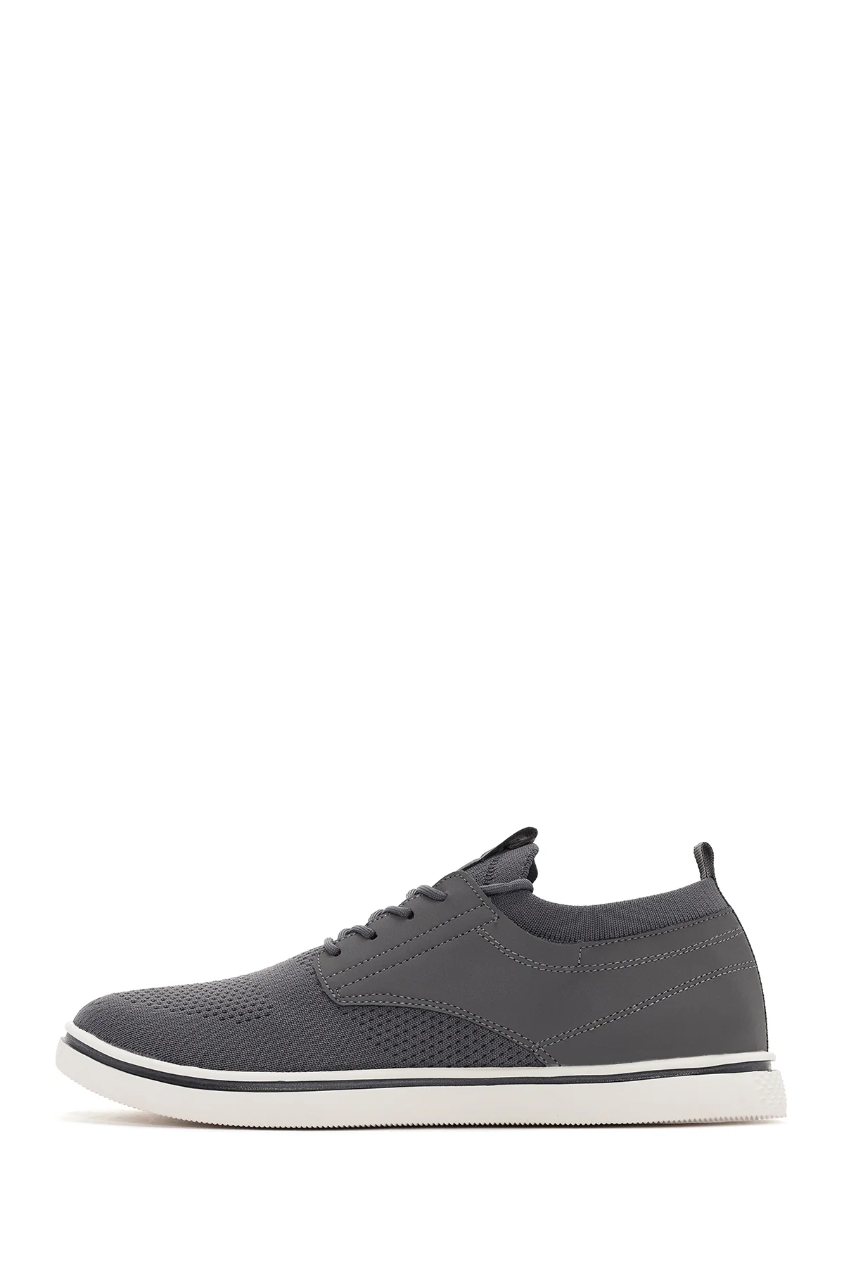 Erkek Gri Bağcıklı Kumaş Sneaker - Image 2