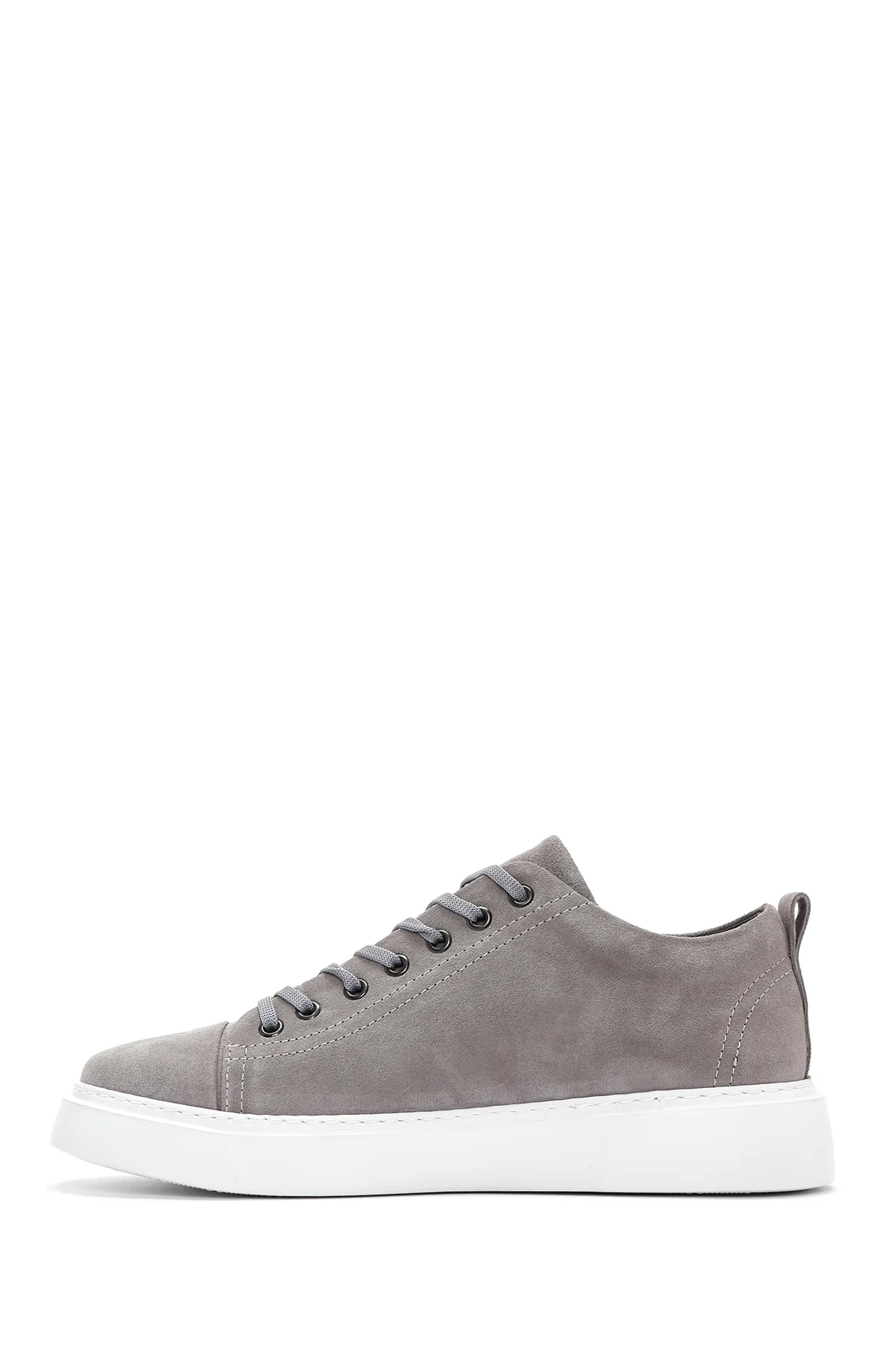 Erkek Gri Bağcıklı Süet Deri Sneaker - Image 2