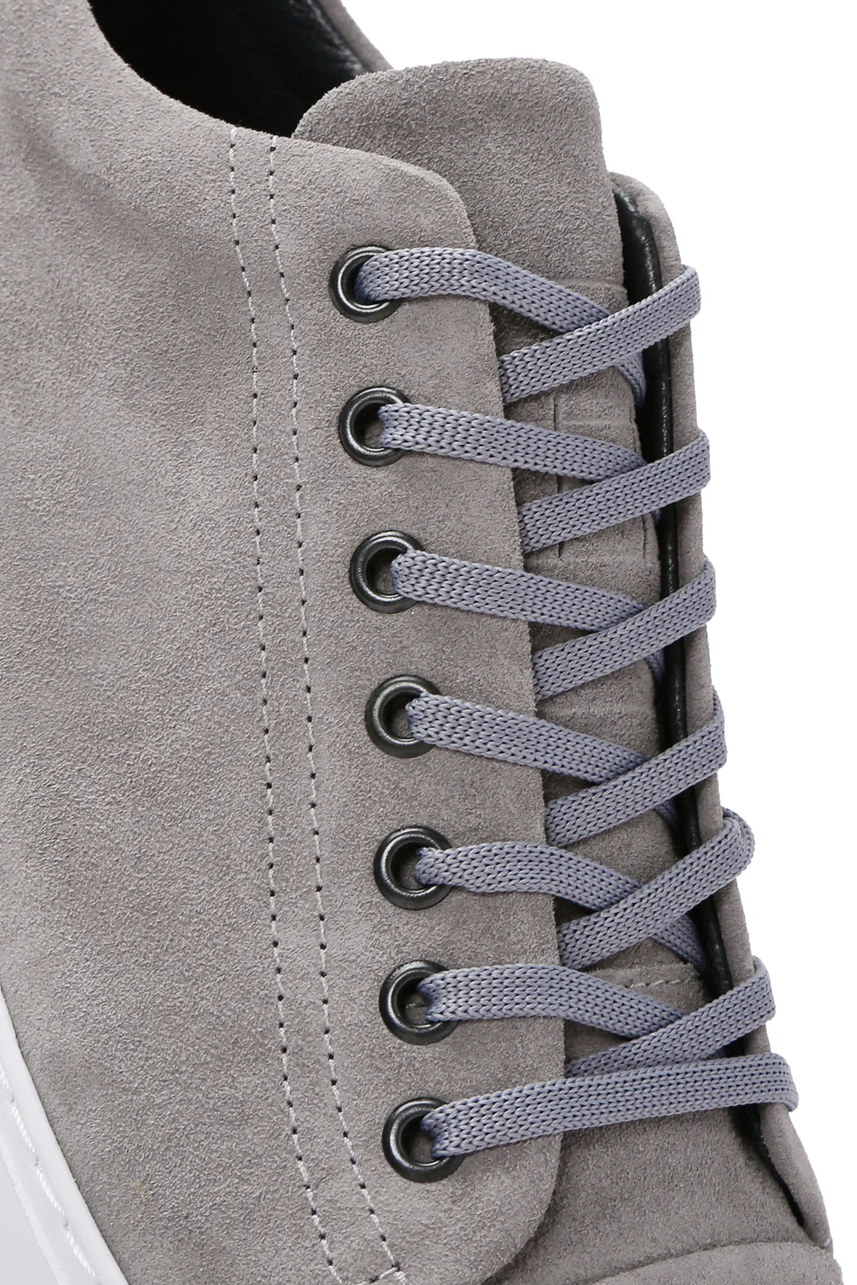 Erkek Gri Bağcıklı Süet Deri Sneaker - Image 10