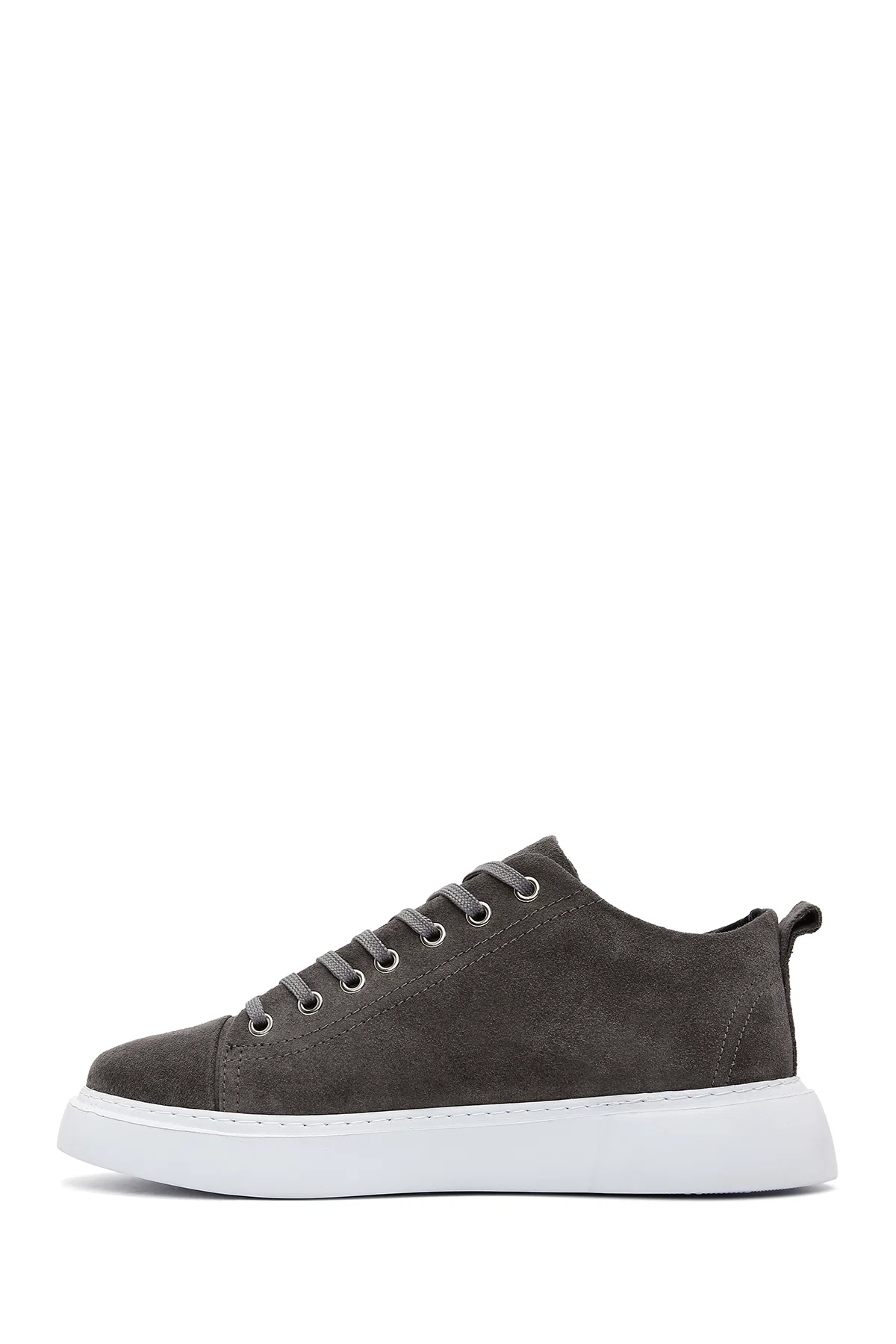 Erkek Gri Bağcıklı Süet Deri Sneaker - Image 2