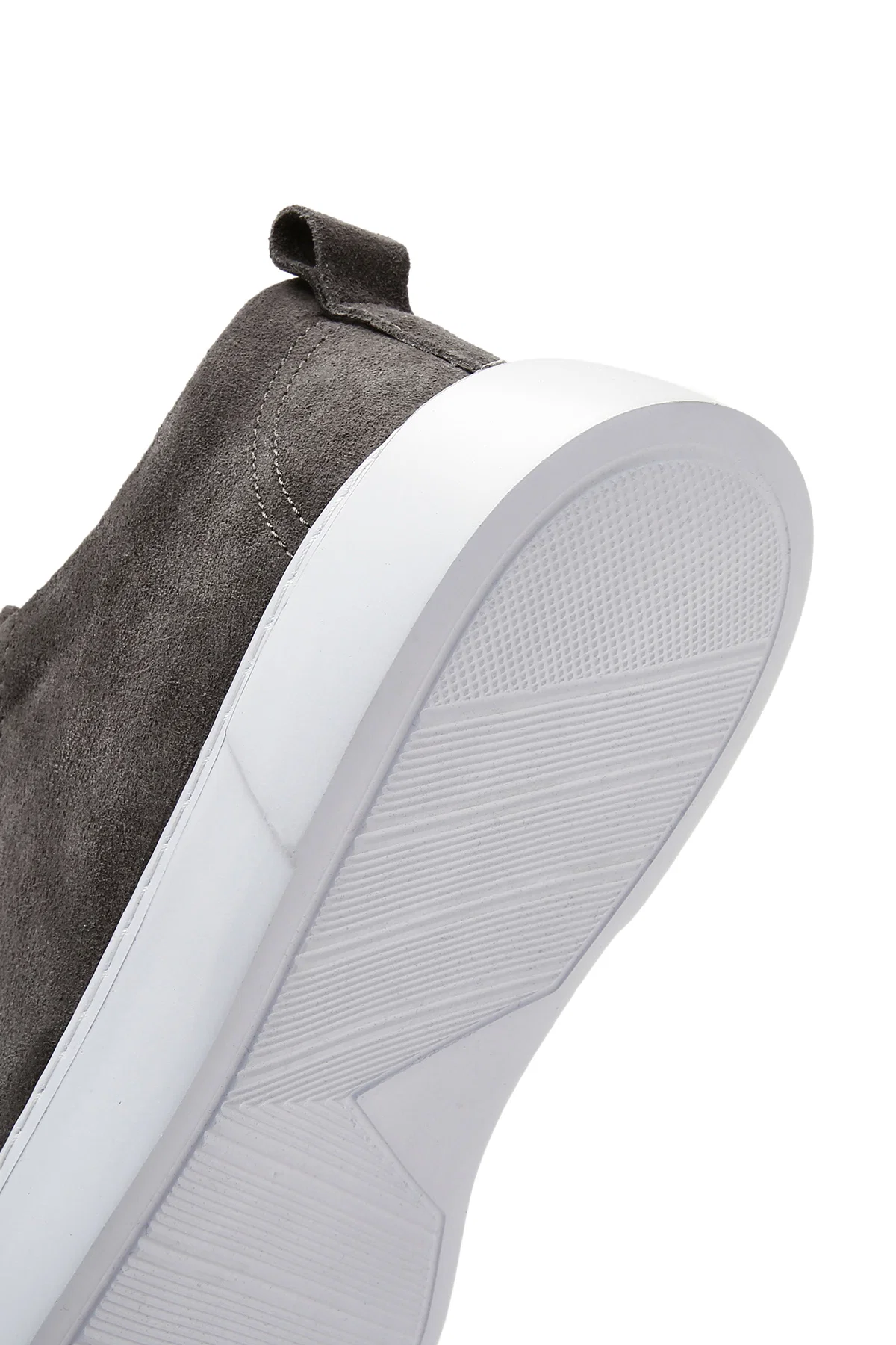 Erkek Gri Bağcıklı Süet Deri Sneaker - Image 8
