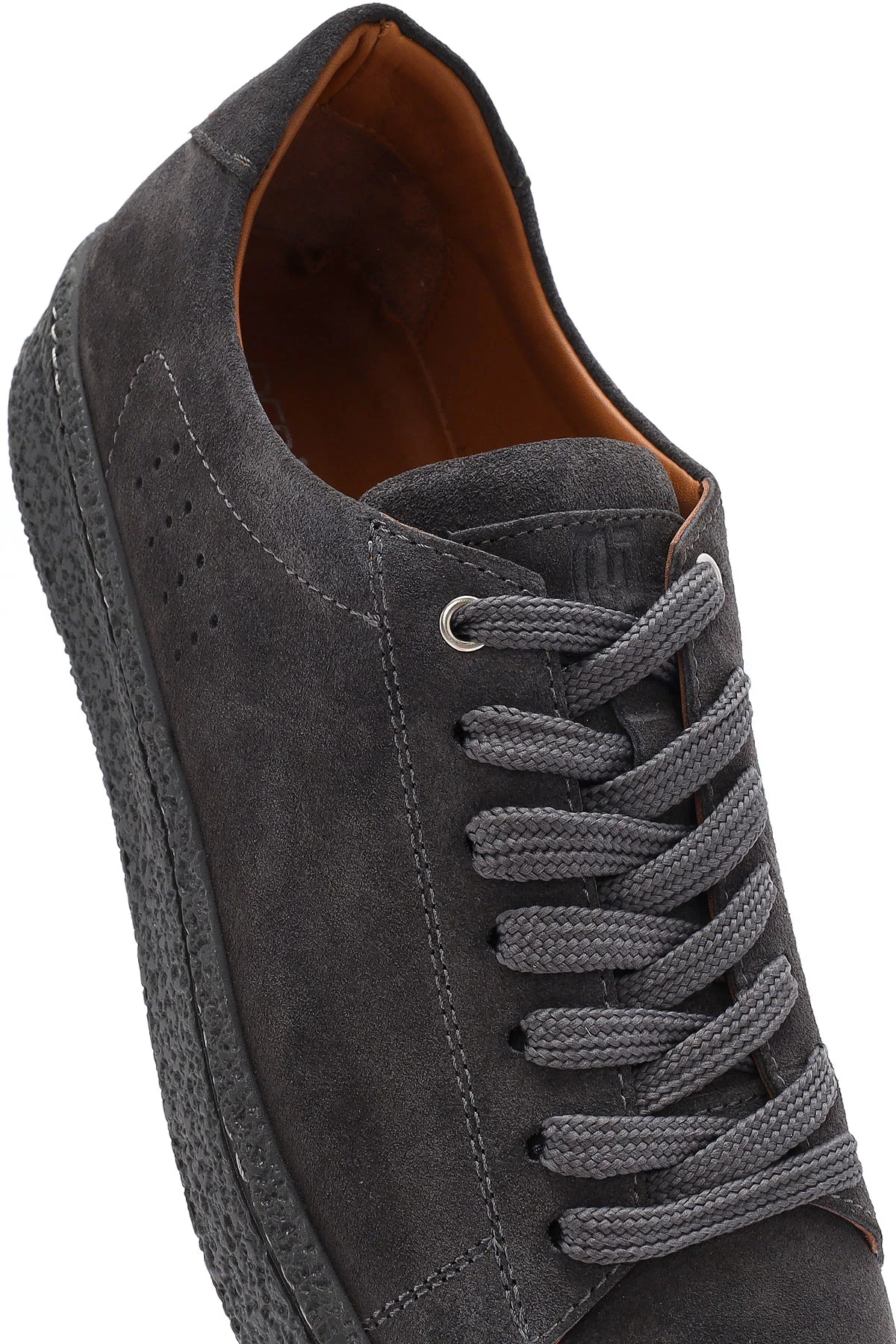 Erkek Gri Bağcıklı Süet Deri Sneaker - Image 10