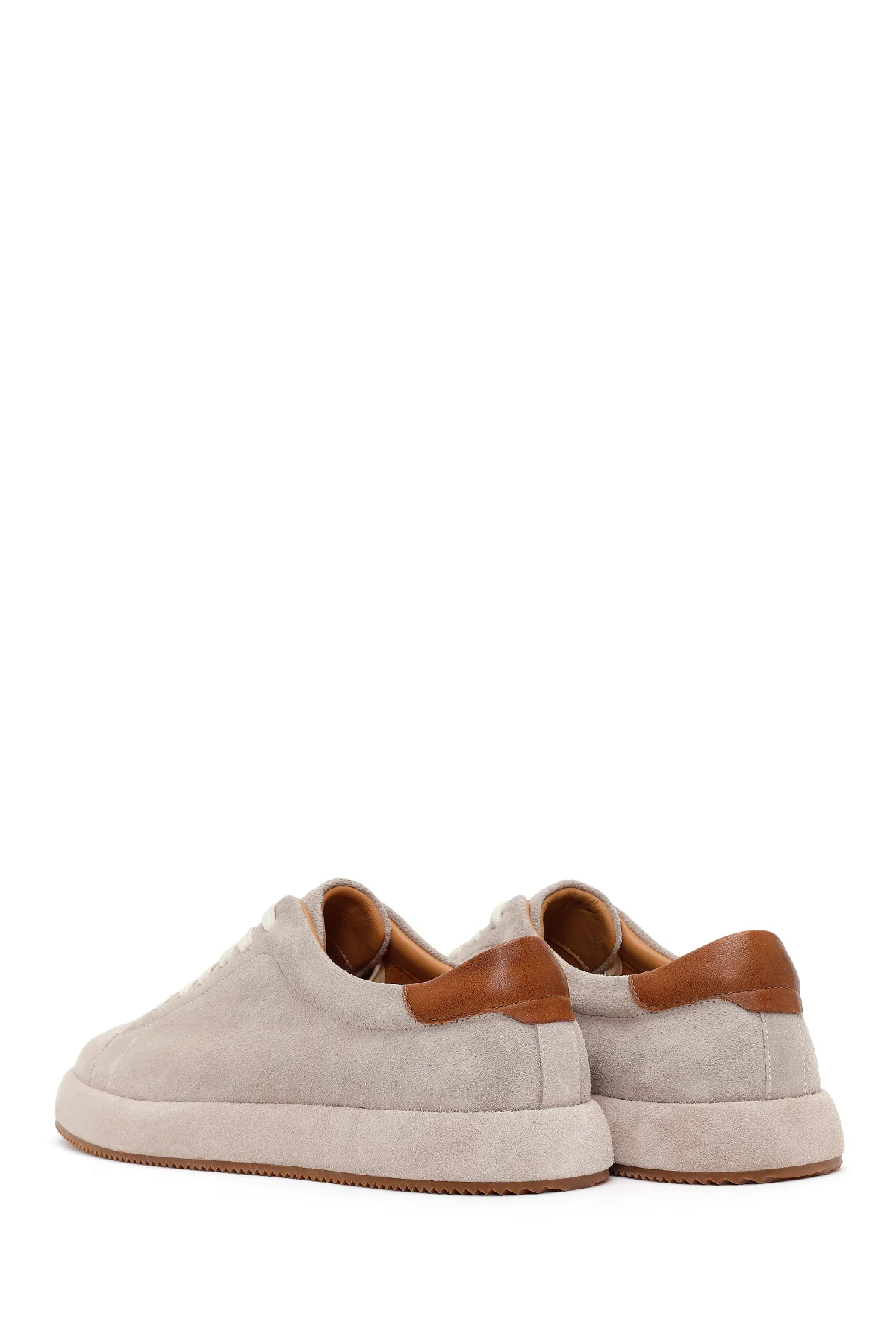 Erkek Gri Bağcıklı Süet Deri Sneaker - Image 6