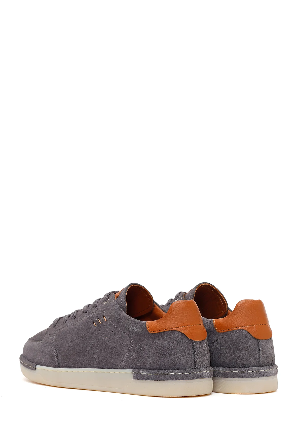 Erkek Gri Bağcıklı Süet Deri Sneaker - Image 6