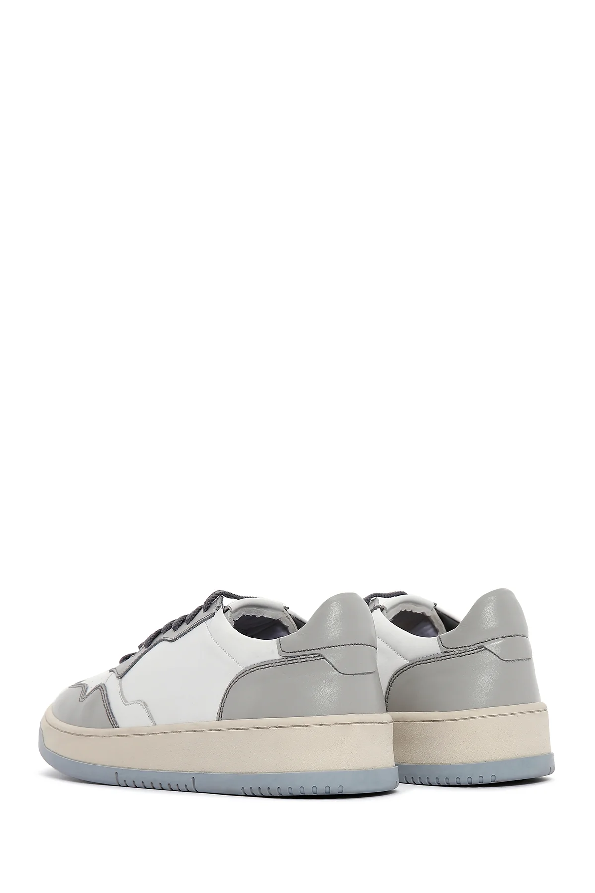 Erkek Gri Deri Sneaker - Image 5