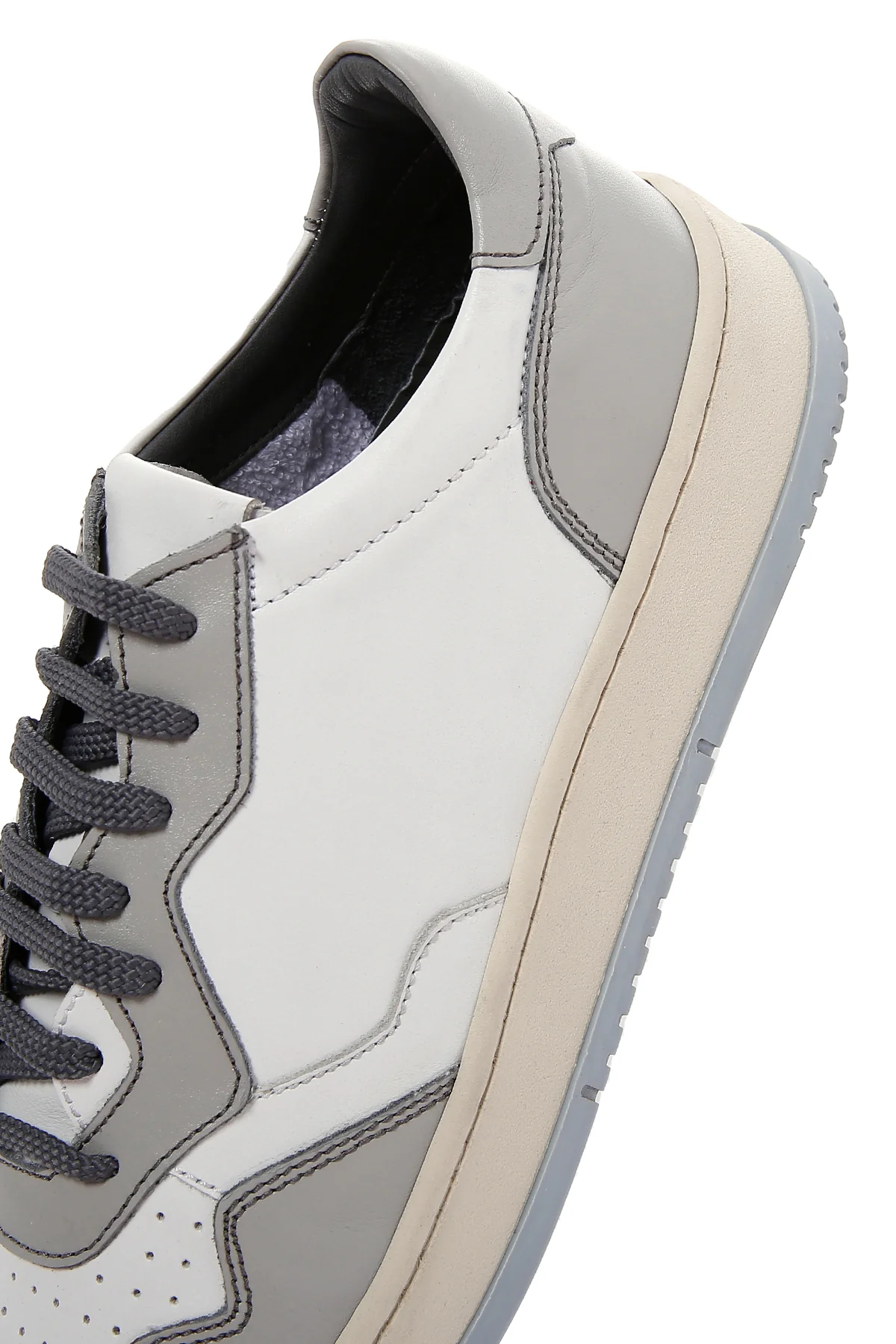Erkek Gri Deri Sneaker - Image 7