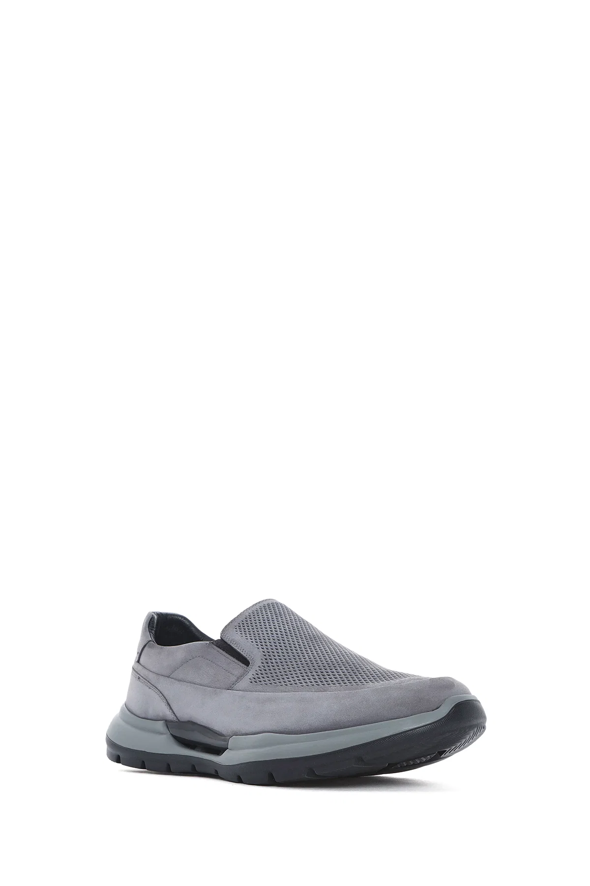 Erkek Gri Kalın Tabanlı Nubuk Deri Comfort Loafer - Image 7