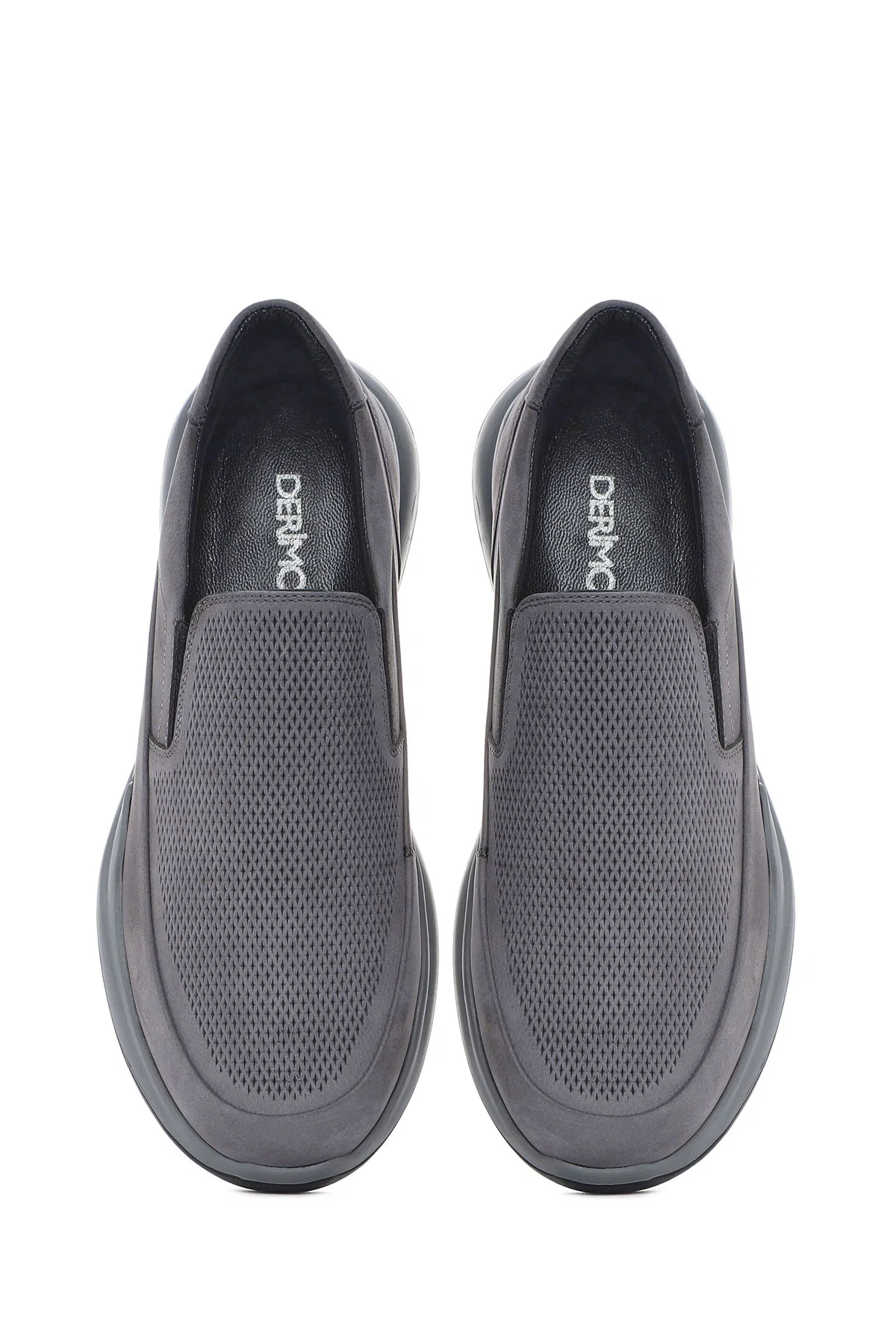 Erkek Gri Kalın Tabanlı Nubuk Deri Comfort Loafer - Image 8