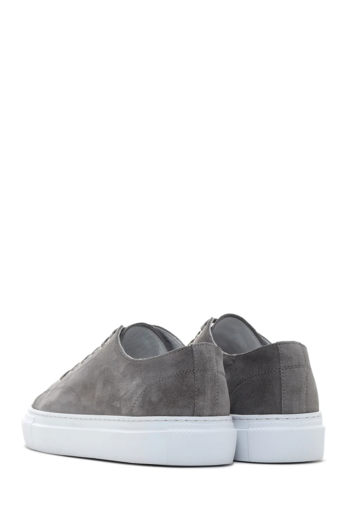 Erkek Gri Kalın Tabanlı Süet Deri Sneaker - Image 5