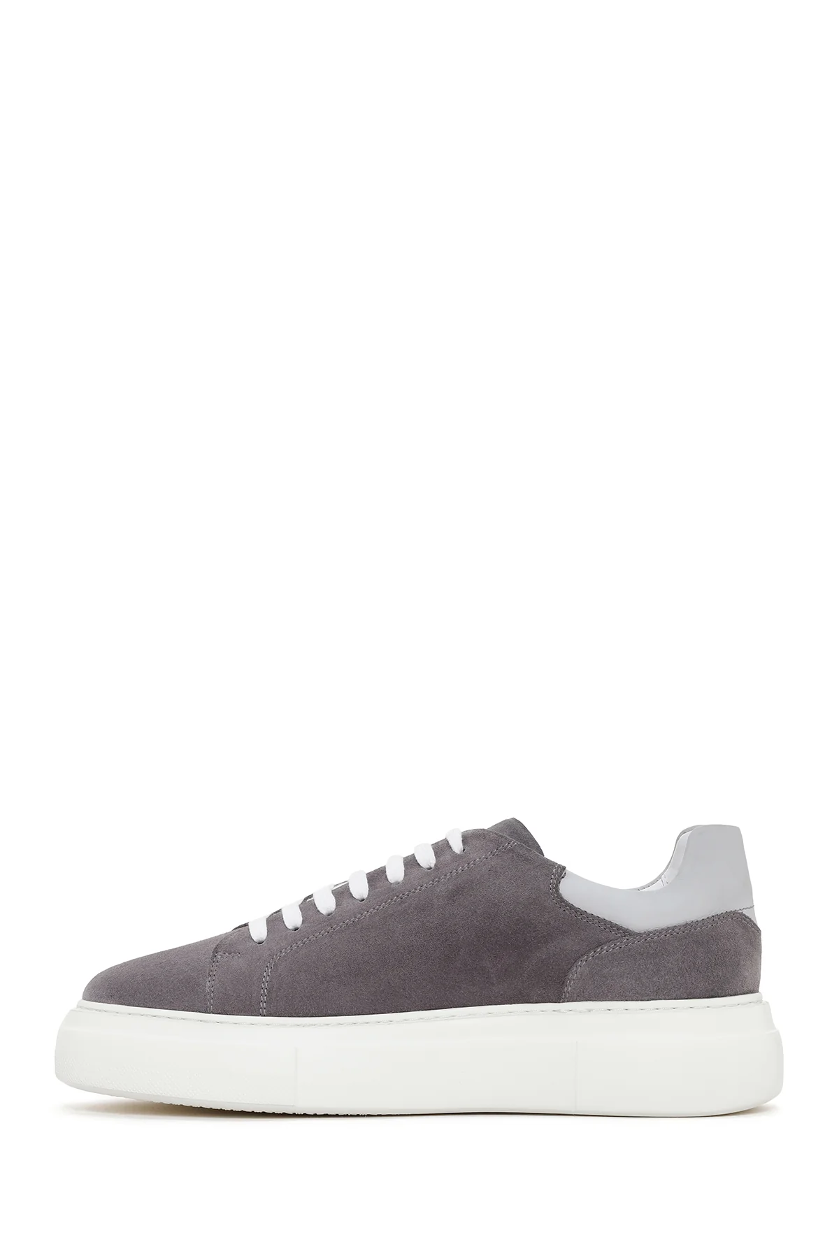 Erkek Gri Kalın Tabanlı Süet Deri Sneaker - Image 2