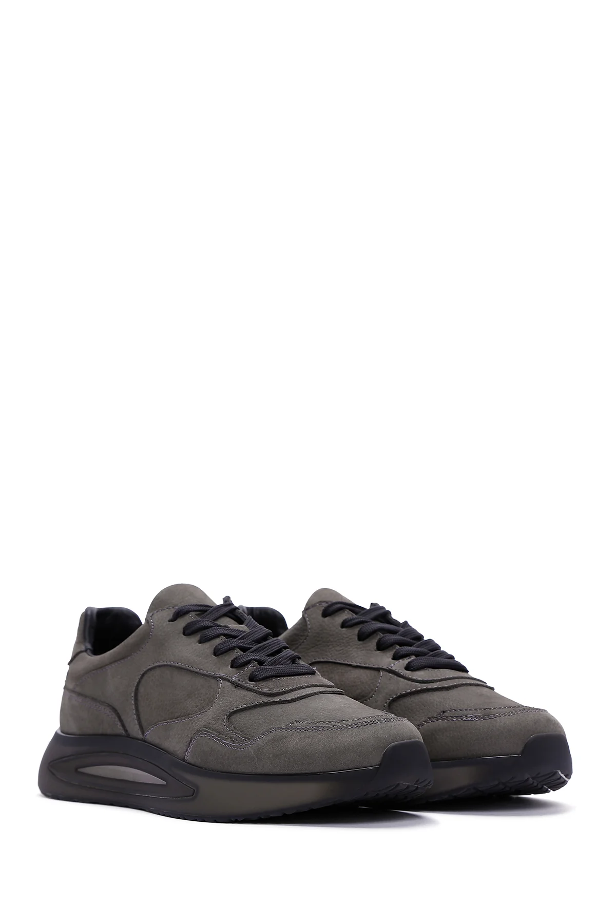 Erkek Gri Nubuk Deri Sneaker - Image 3