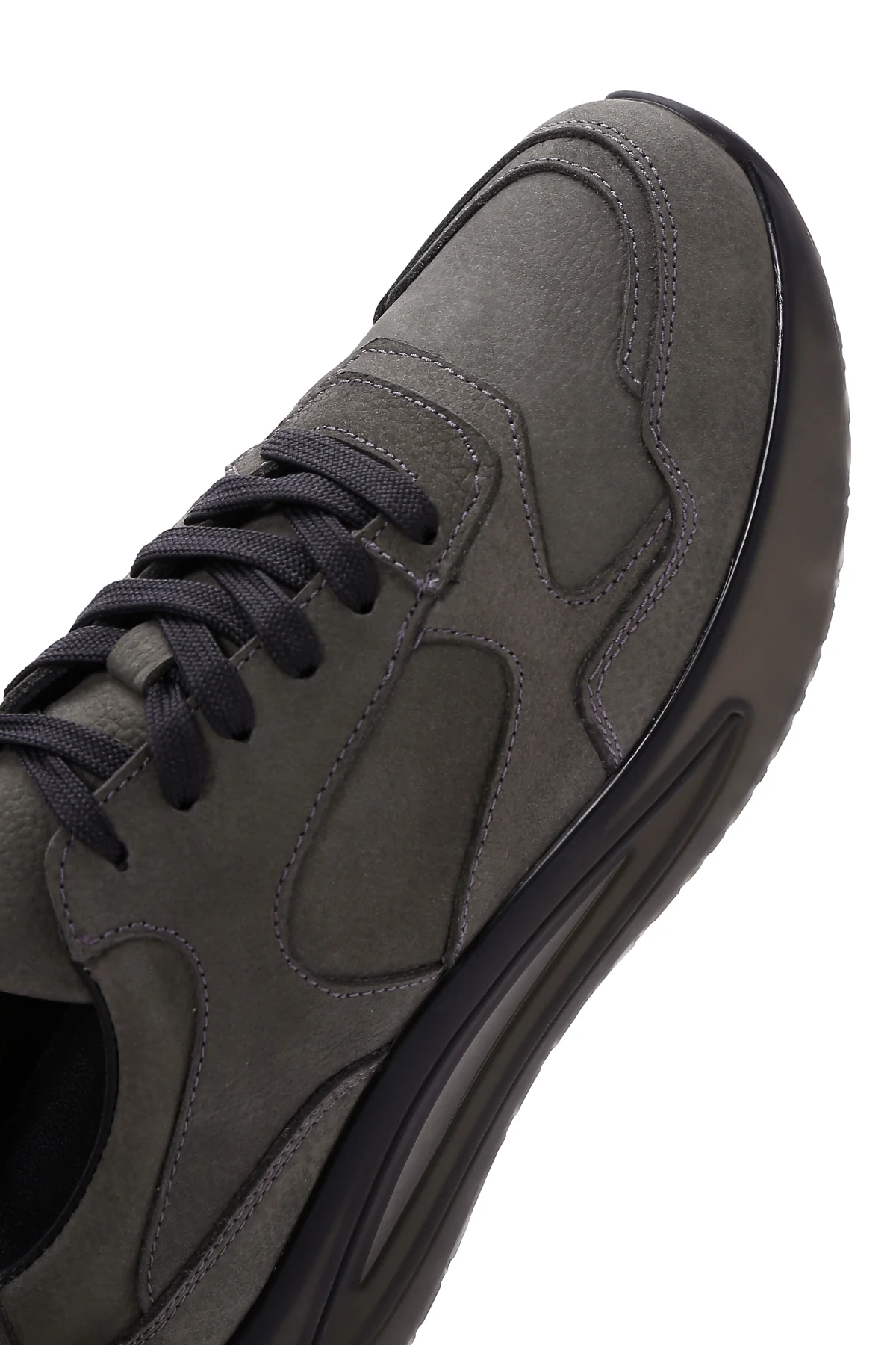Erkek Gri Nubuk Deri Sneaker - Image 9