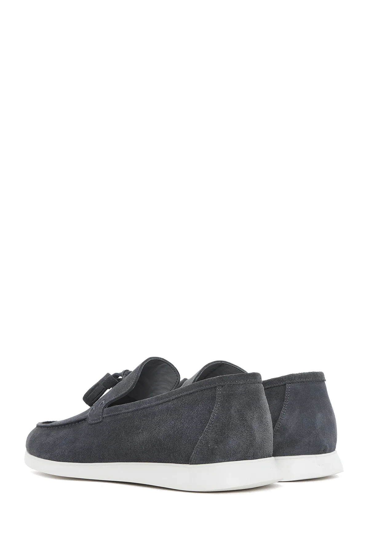 Erkek Gri Püsküllü Süet Deri Casual Loafer - Image 5