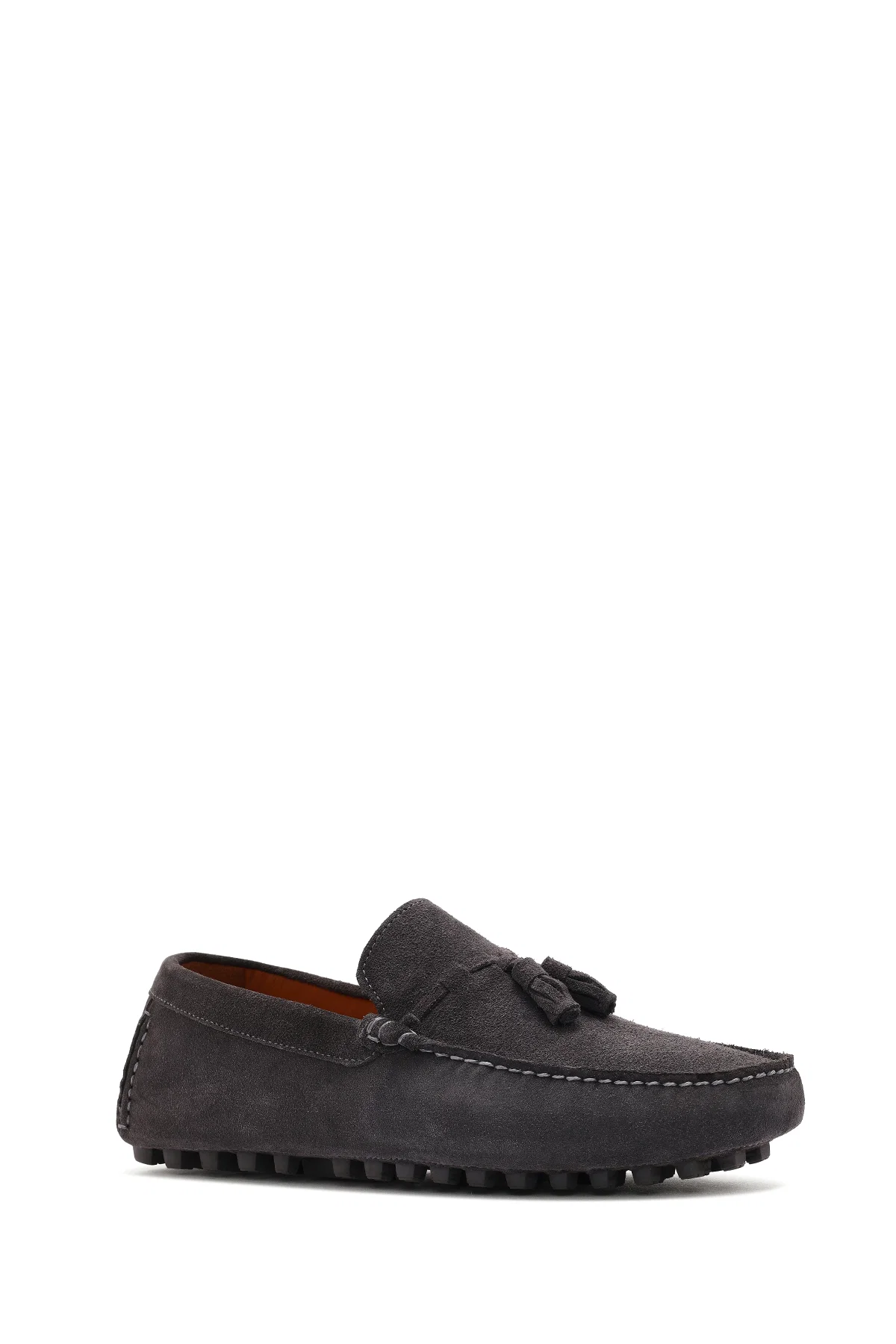 Erkek Gri Püsküllü Süet Deri Loafer - Image 6