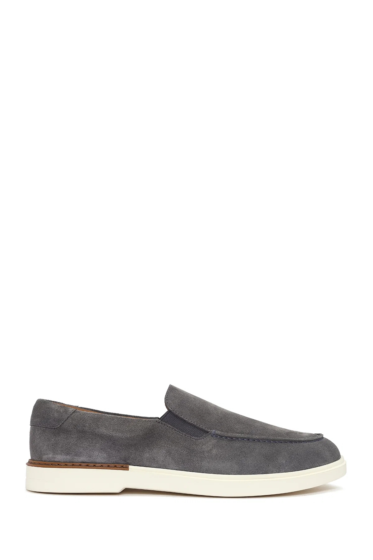 Erkek Gri Süet Deri Casual Loafer - Image 2