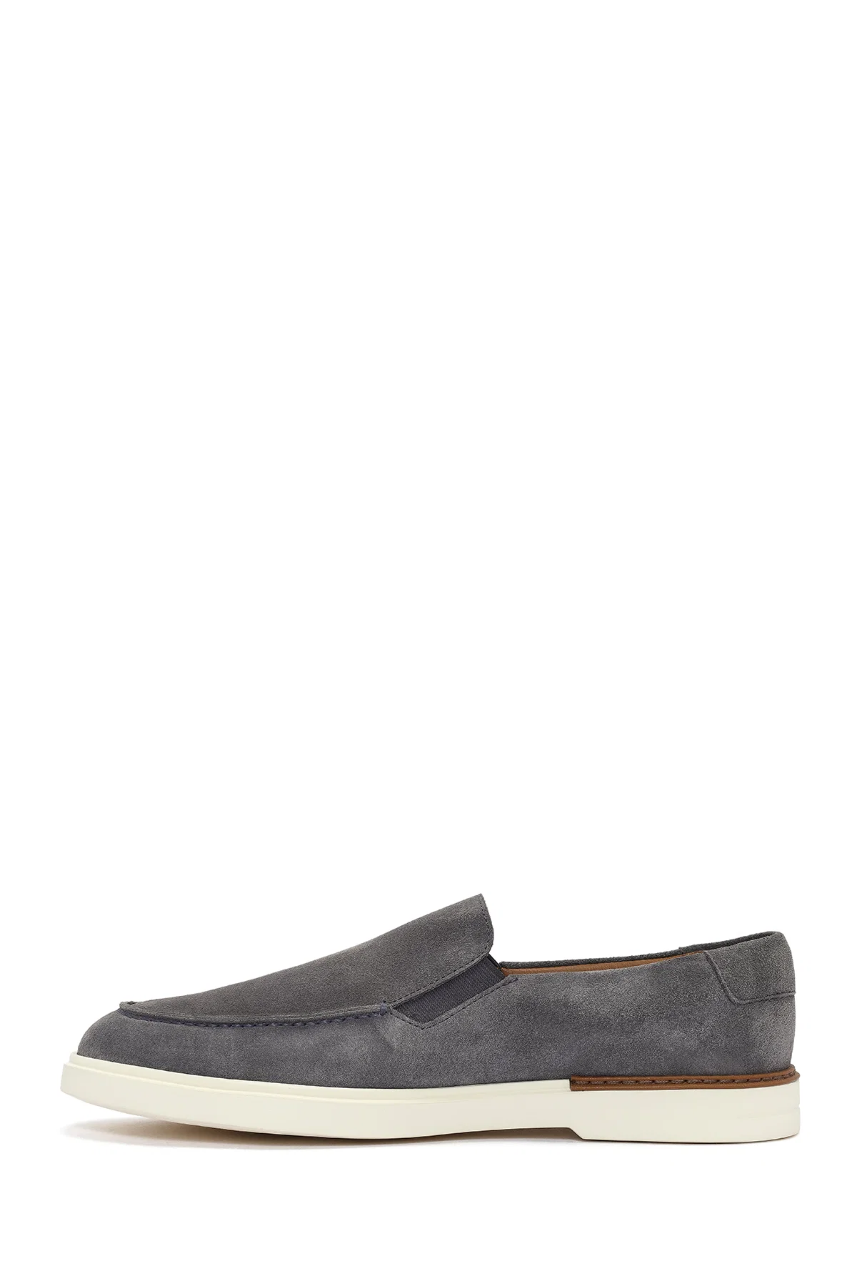 Erkek Gri Süet Deri Casual Loafer - Image 4