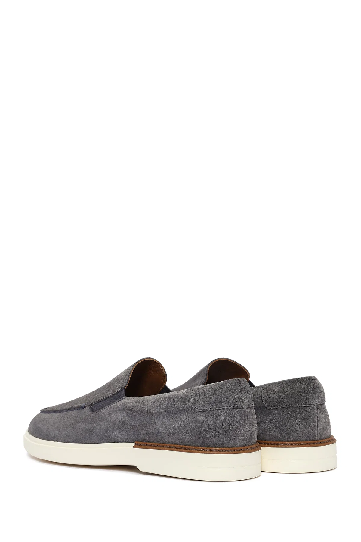 Erkek Gri Süet Deri Casual Loafer - Image 6
