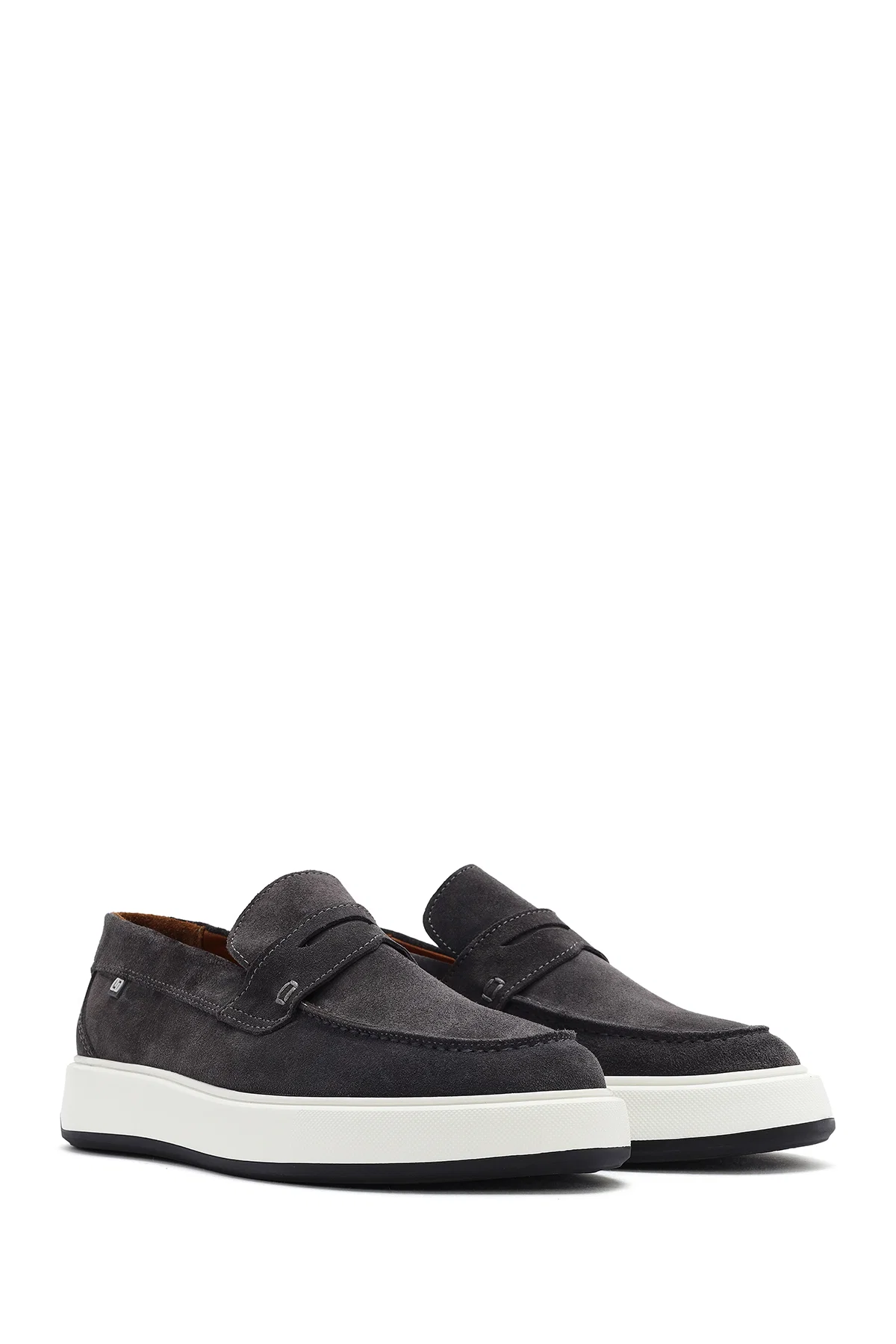 Erkek Gri Süet Deri Casual Loafer - Image 3