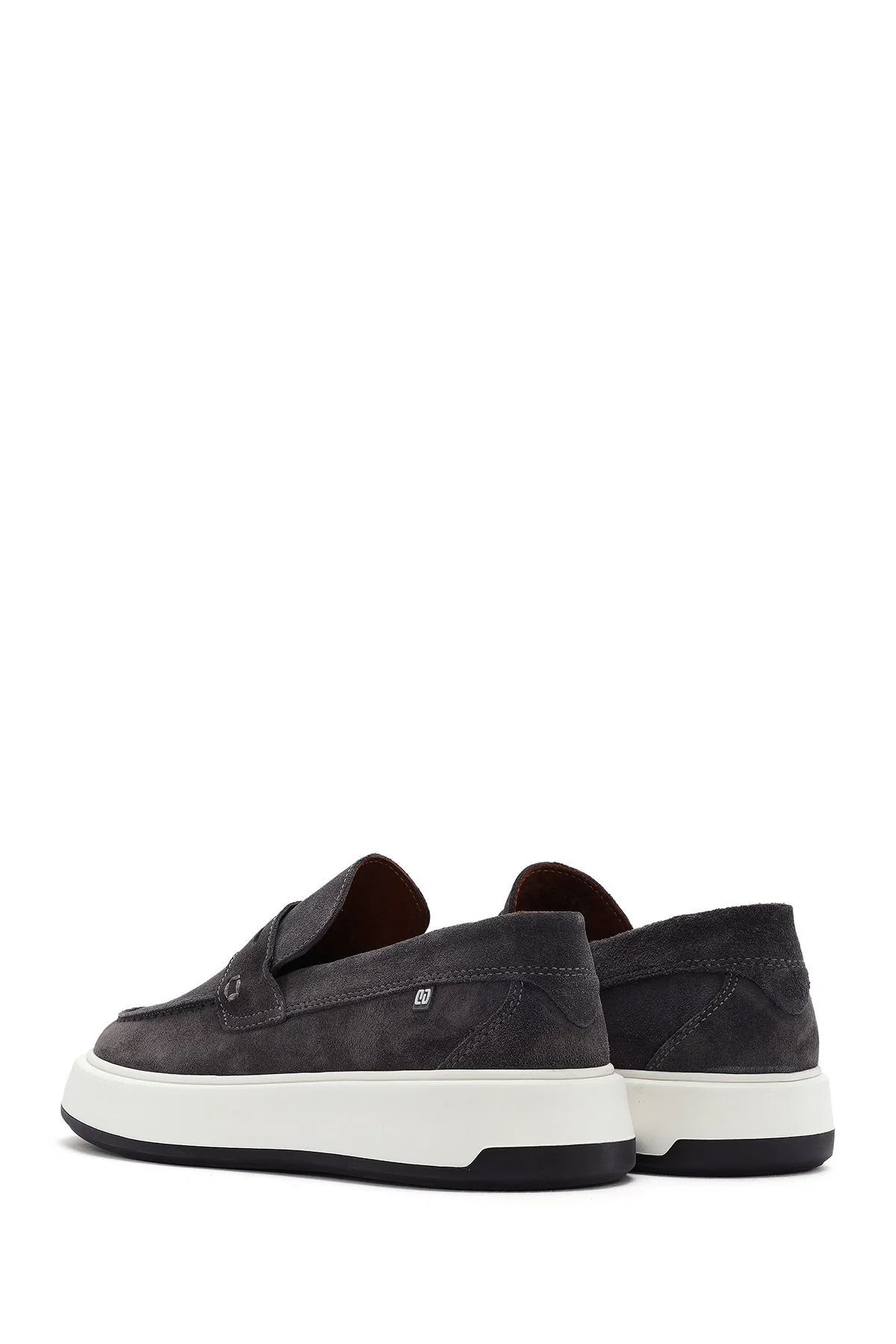 Erkek Gri Süet Deri Casual Loafer - Image 5