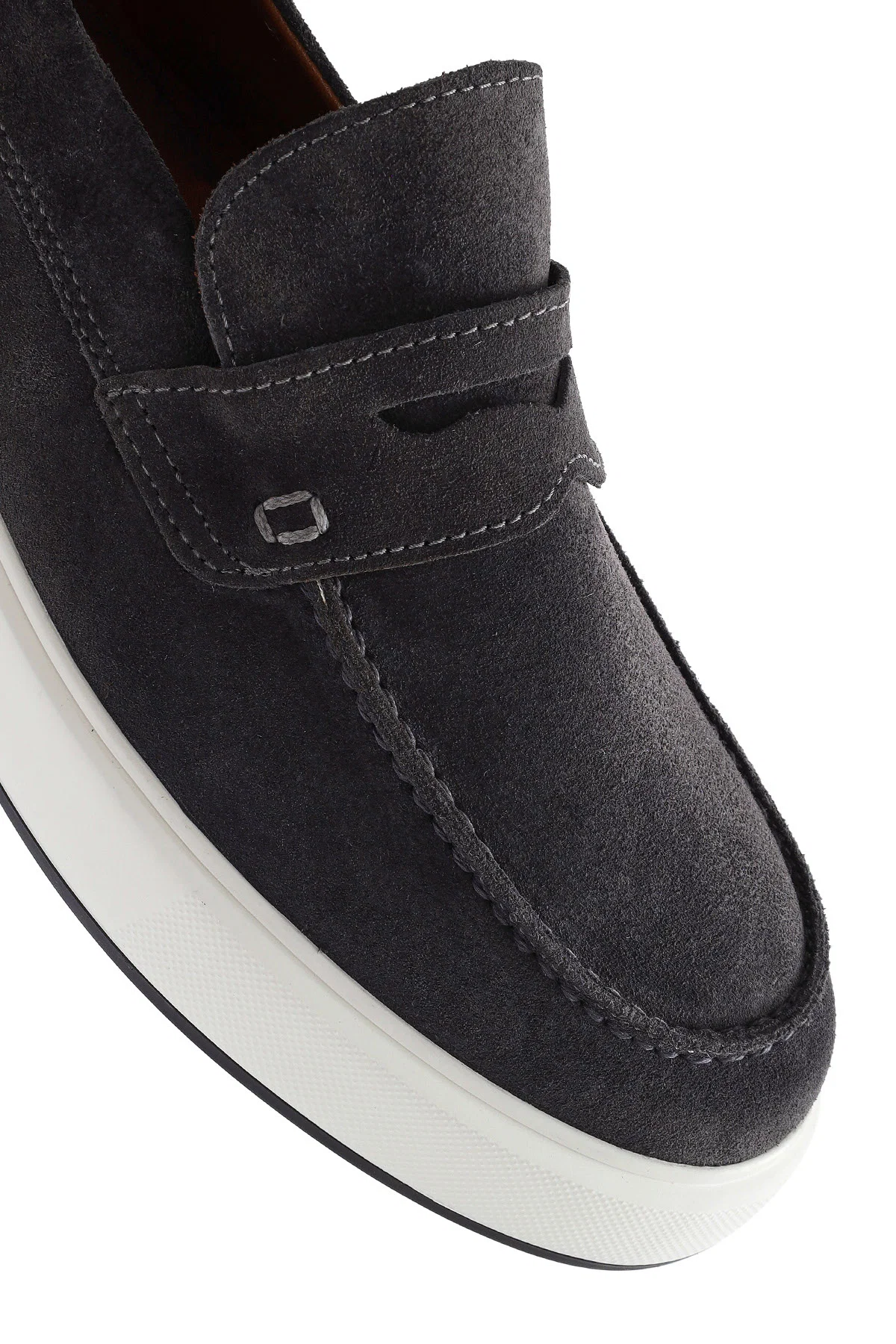 Erkek Gri Süet Deri Casual Loafer - Image 9