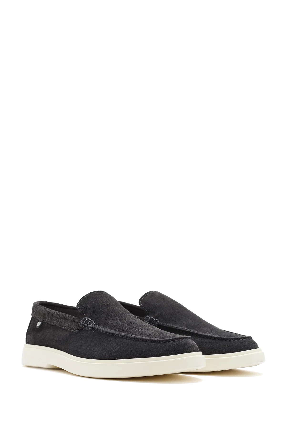 Erkek Gri Süet Deri Casual Loafer - Image 3