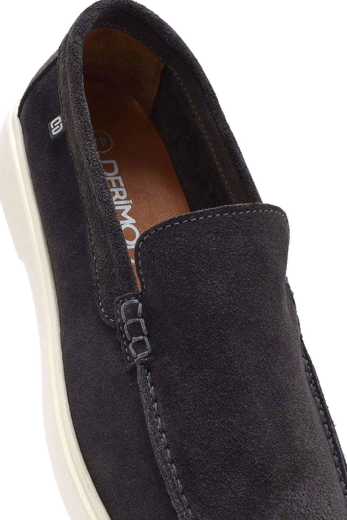 Erkek Gri Süet Deri Casual Loafer - Image 9
