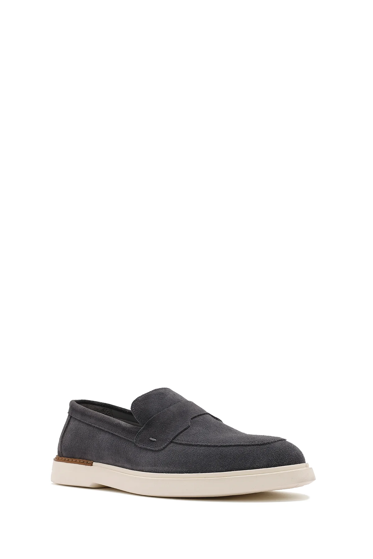 Erkek Gri Süet Deri Casual Loafer - Image 6