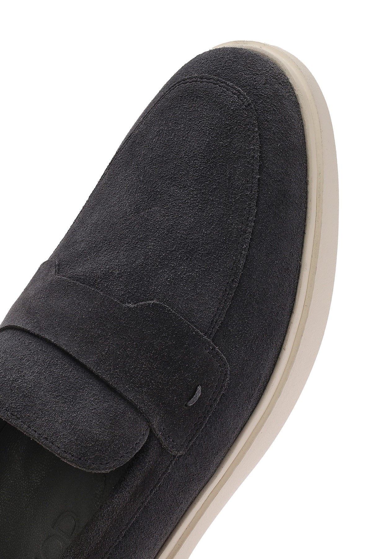 Erkek Gri Süet Deri Casual Loafer - Image 8