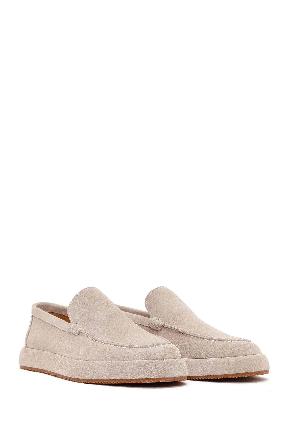 Erkek Gri Süet Deri Casual Loafer - Image 2