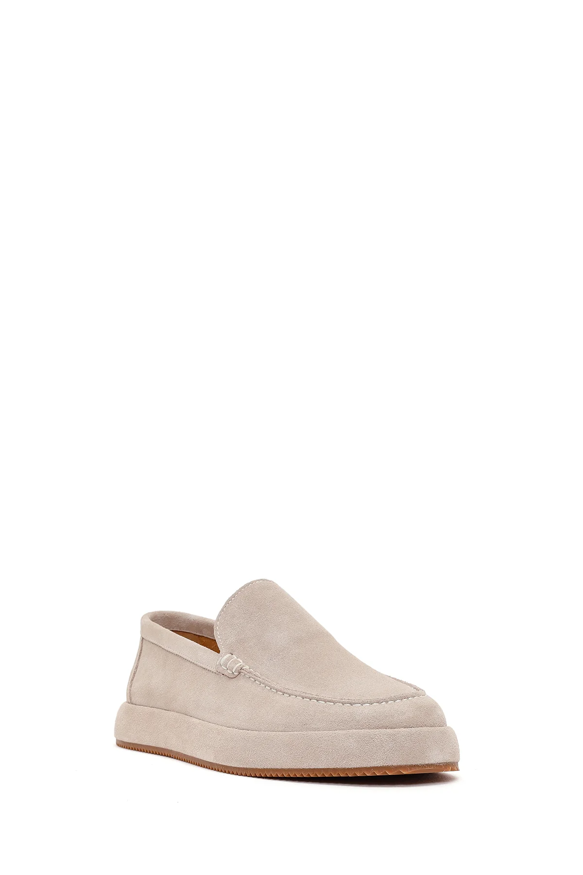 Erkek Gri Süet Deri Casual Loafer - Image 7
