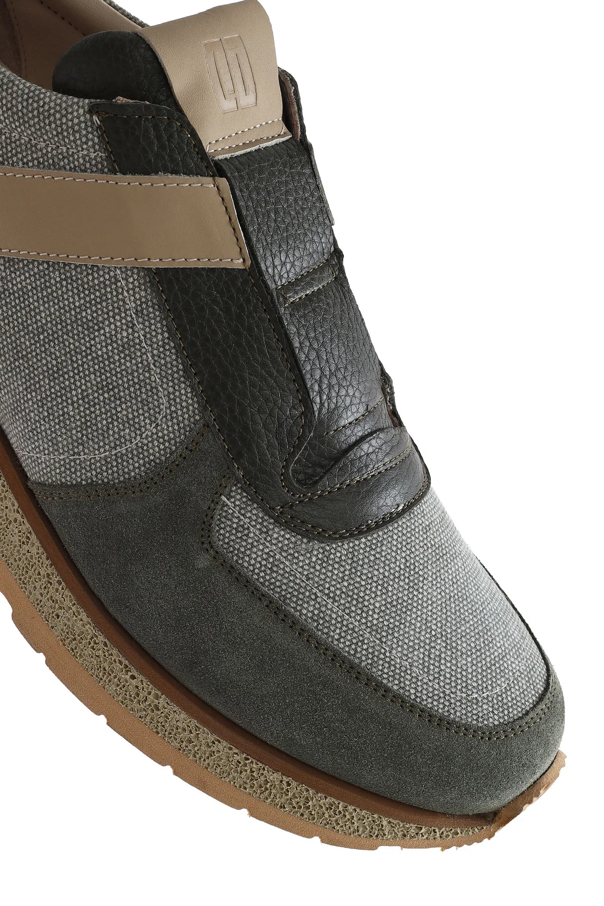 Erkek Haki Bağcıklı Deri Casual Sneaker - Image 9