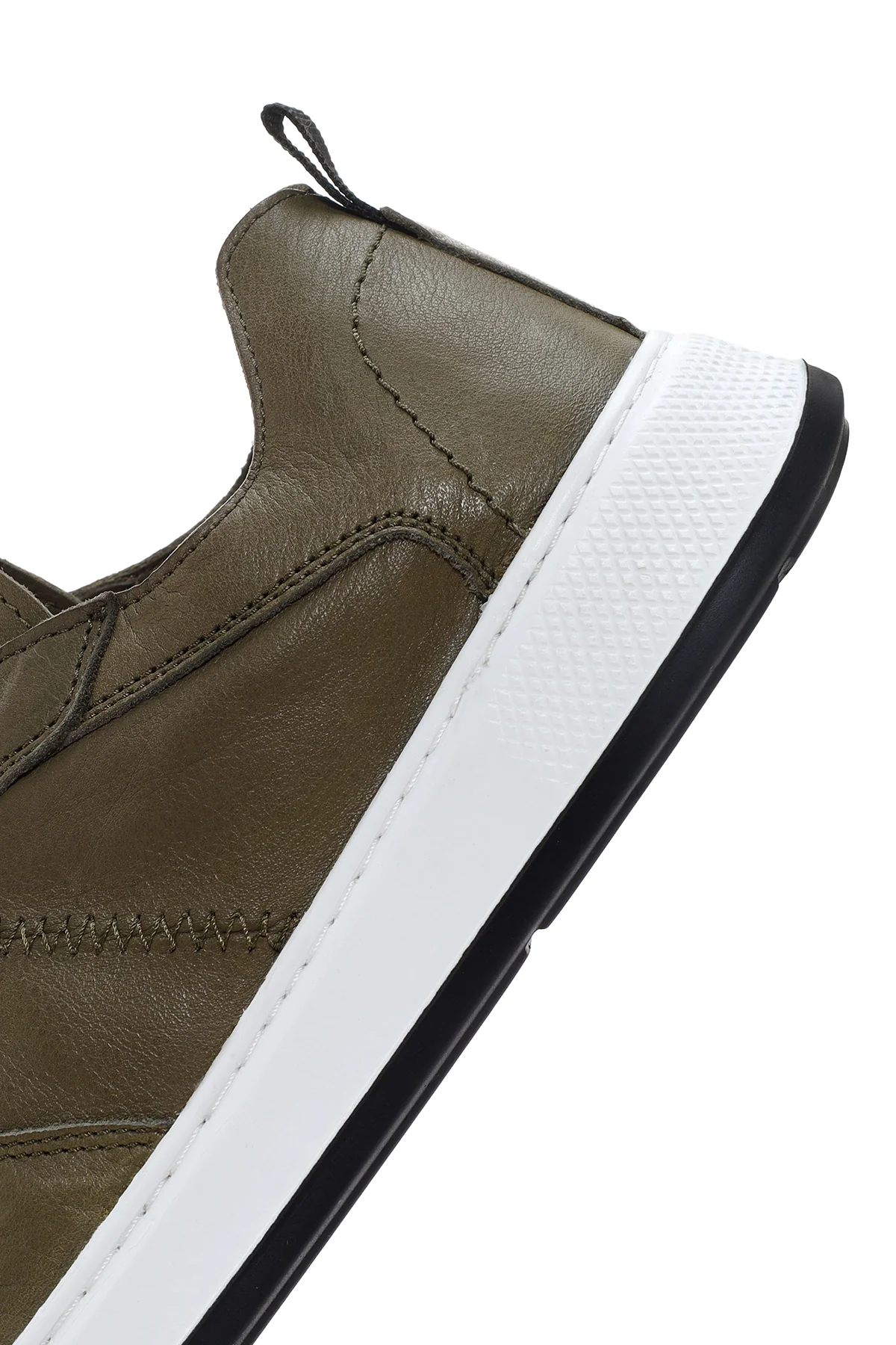 Erkek Haki Bağcıklı Deri Sneaker - Image 8