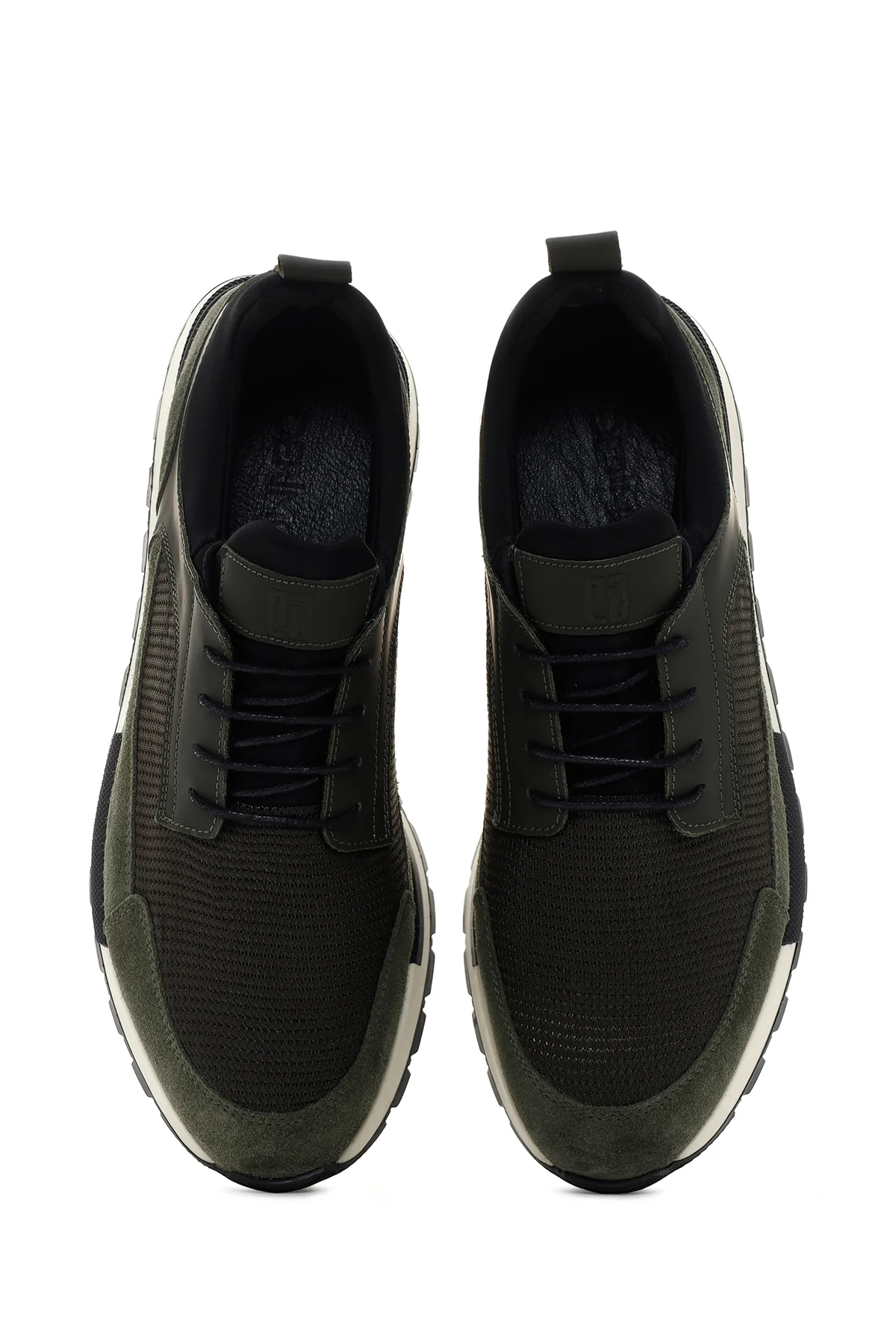 Erkek Haki Bağcıklı Deri Sneaker - Image 6