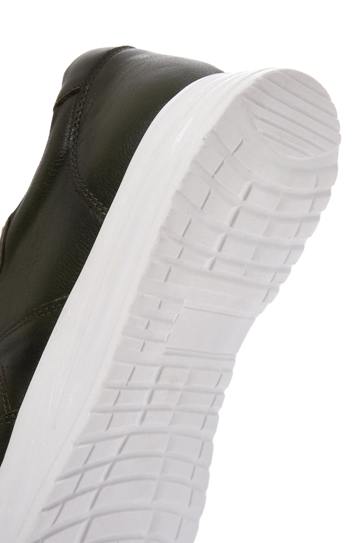 Erkek Haki Bağcıklı Kalın Tabanlı Deri Sneaker - Image 9