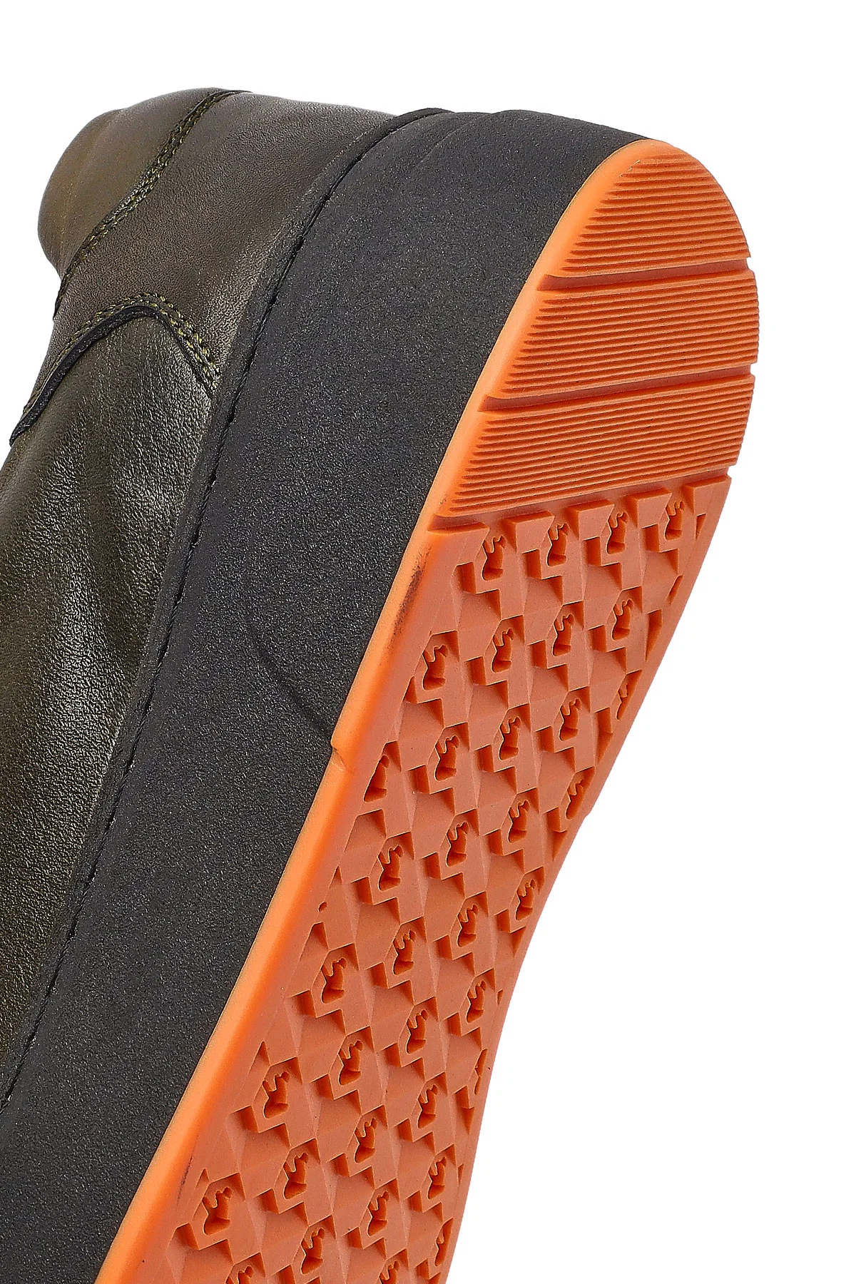Erkek Haki Bağcıklı Kalın Tabanlı Deri Sneaker - Image 8
